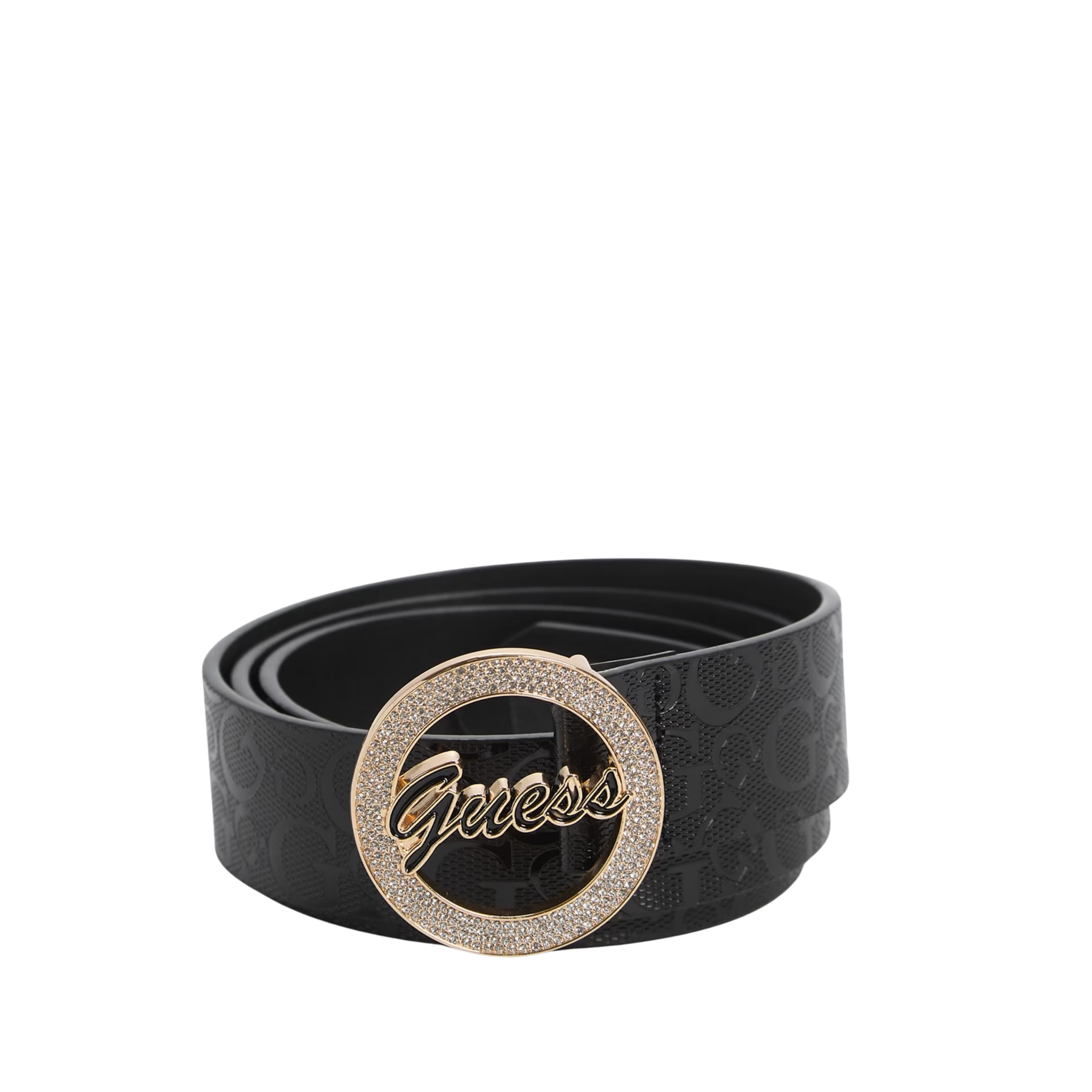 Guess Women Sparkle Guess Script Belt - Black
