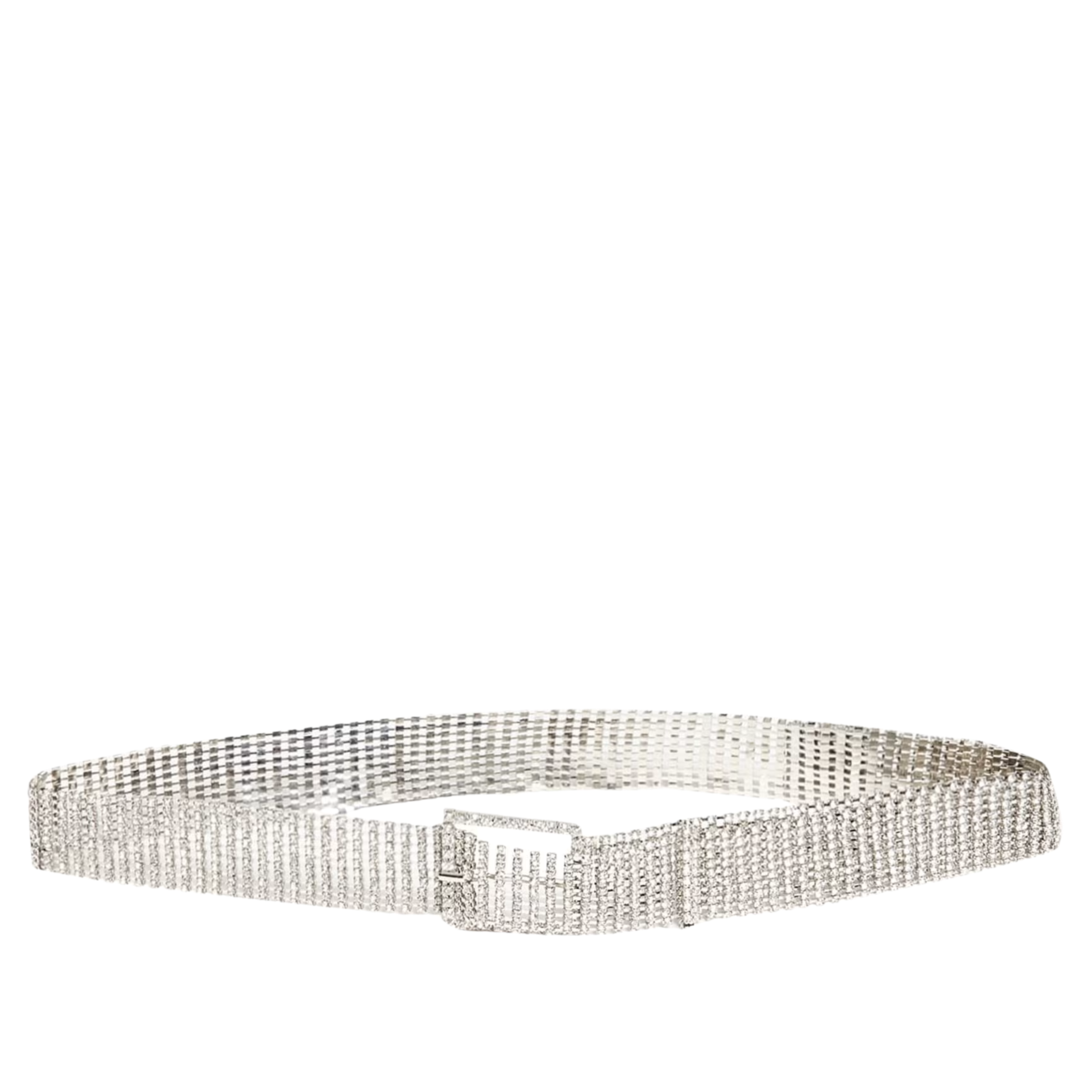 Guess Women Bling Rhinestone Buckle Belt - Silver