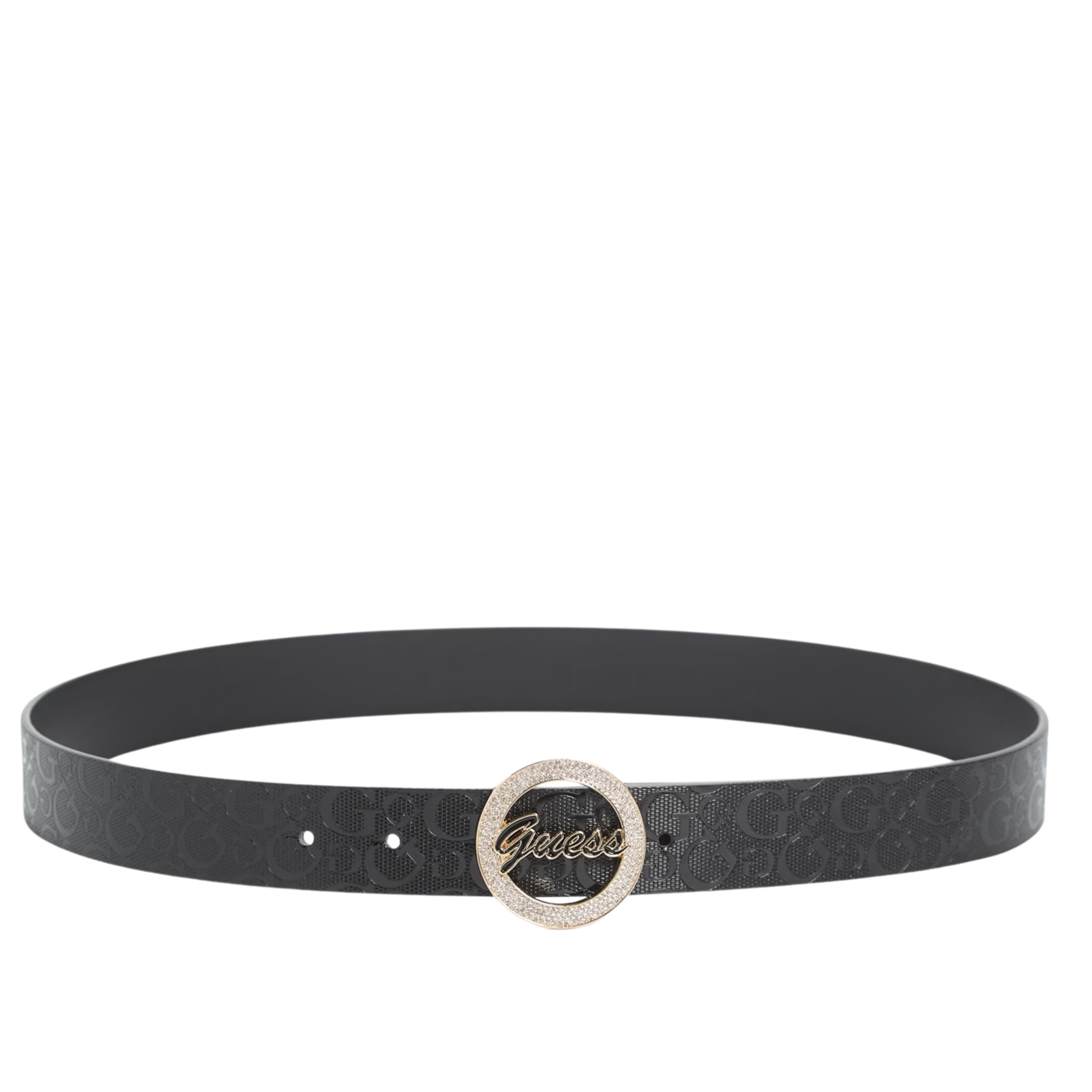 Guess Women Sparkle Guess Script Belt - Black