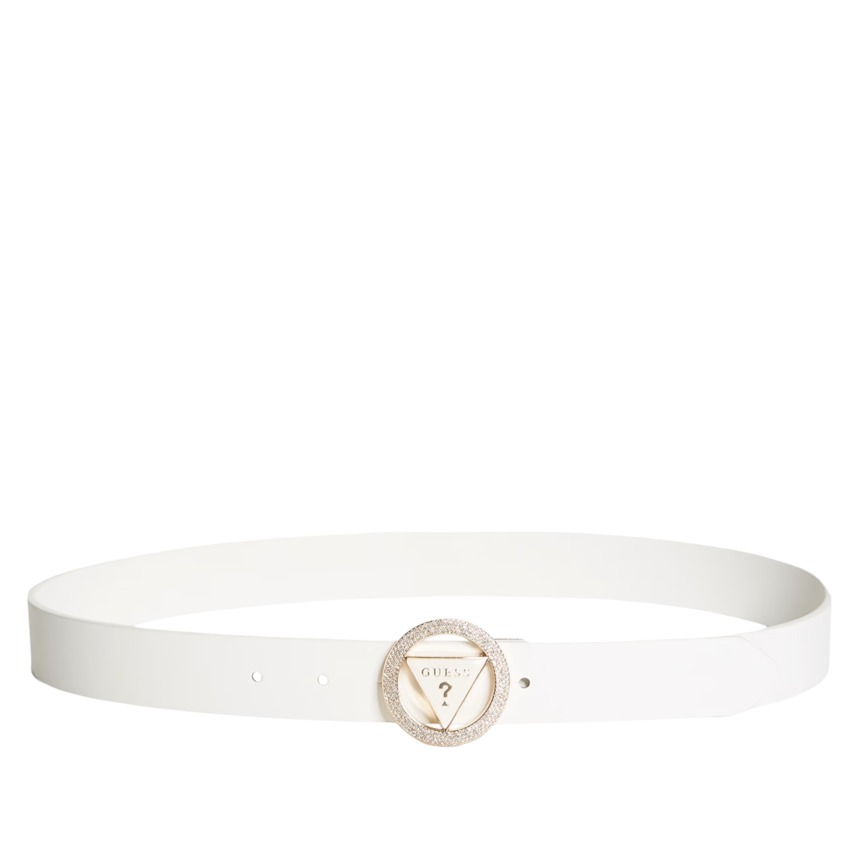 Guess Women  Round Rhinestone Logo Belt - White