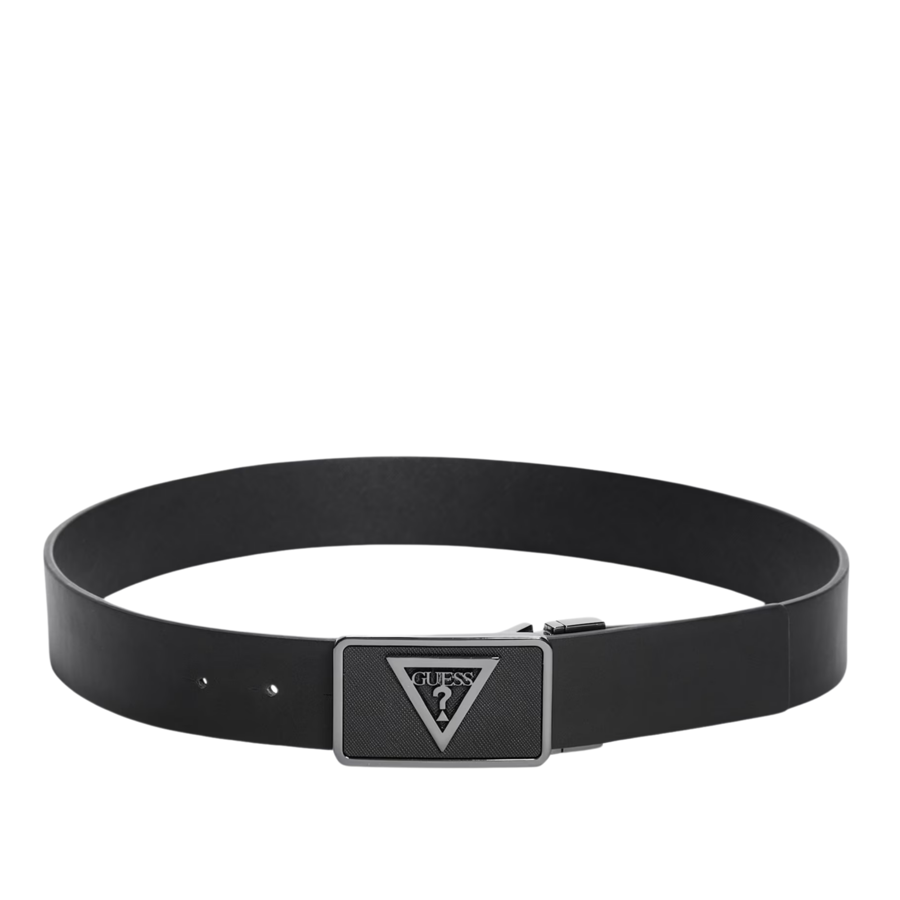 Guess Men Textured Plaque Buckle Belt - Black