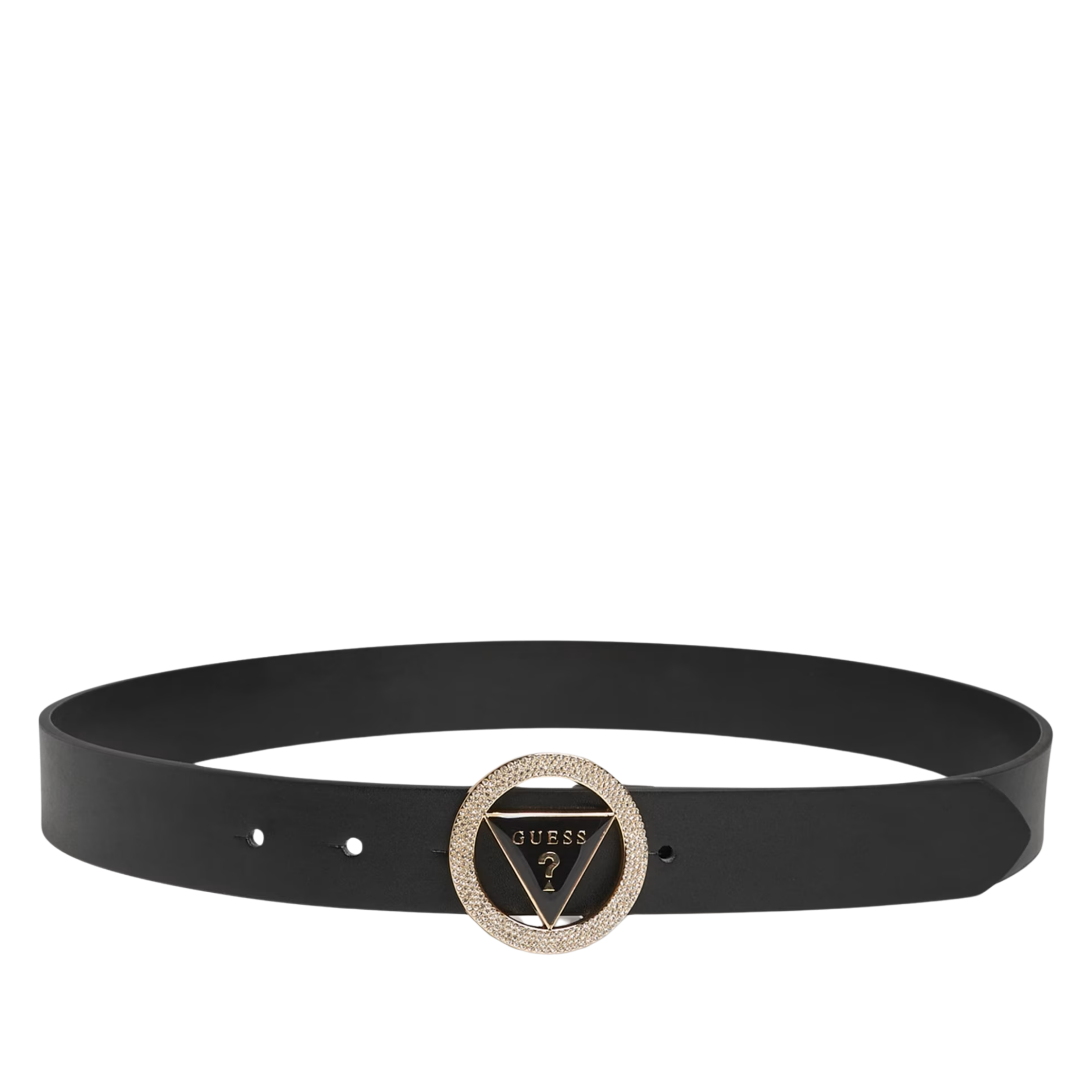 Guess Women  Round Rhinestone Logo Belt - Black