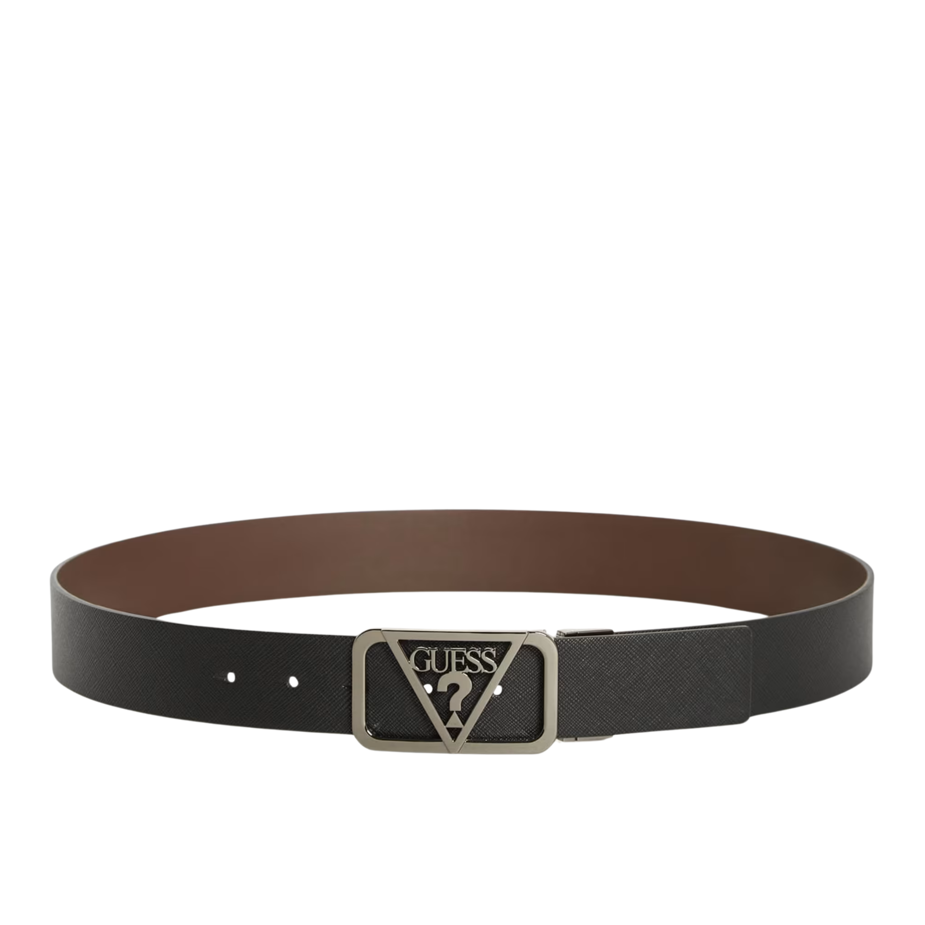 Guess Men Cutout Logo Plaque Belt - Black