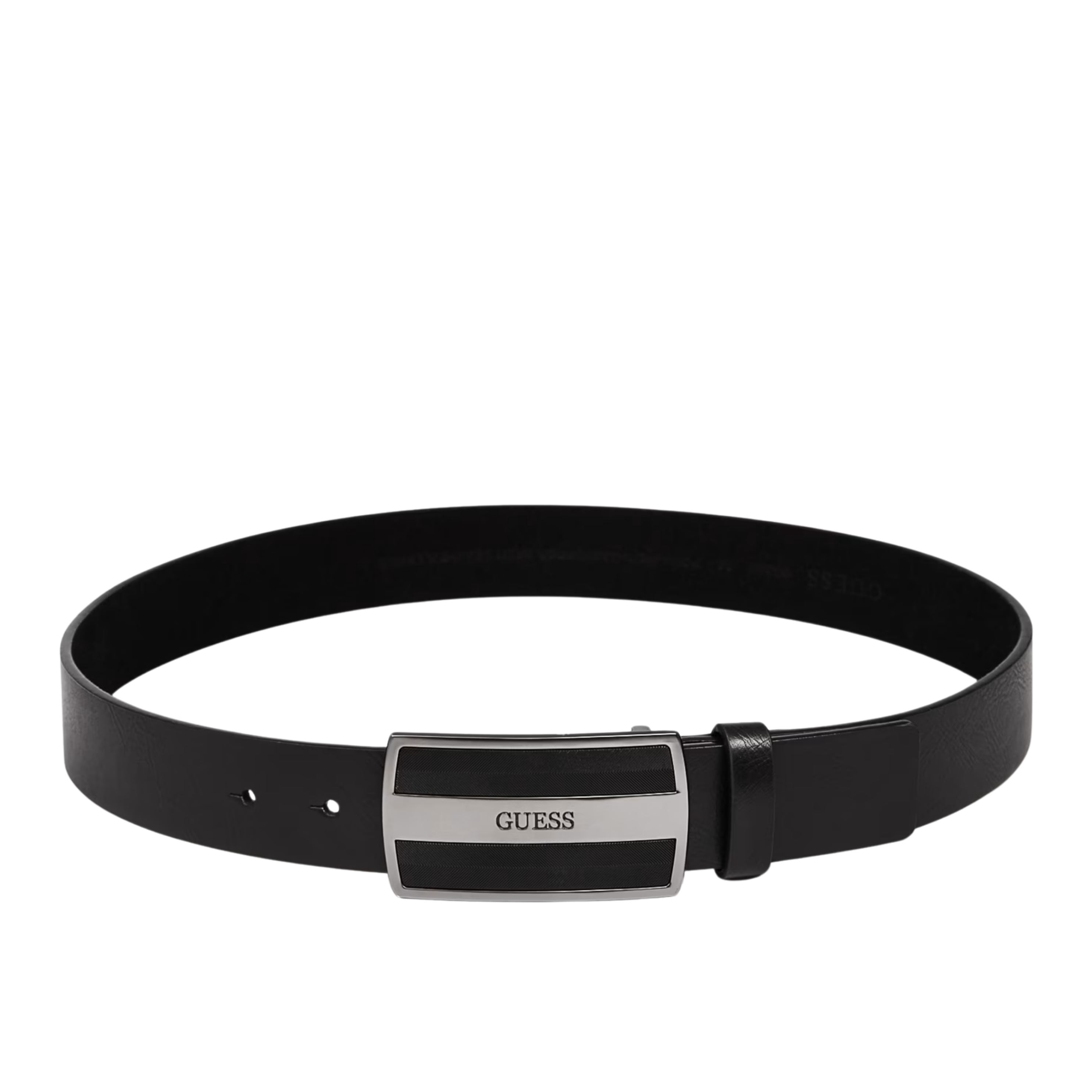 Guess Men Chevron-Textured Plaque Belt - Black