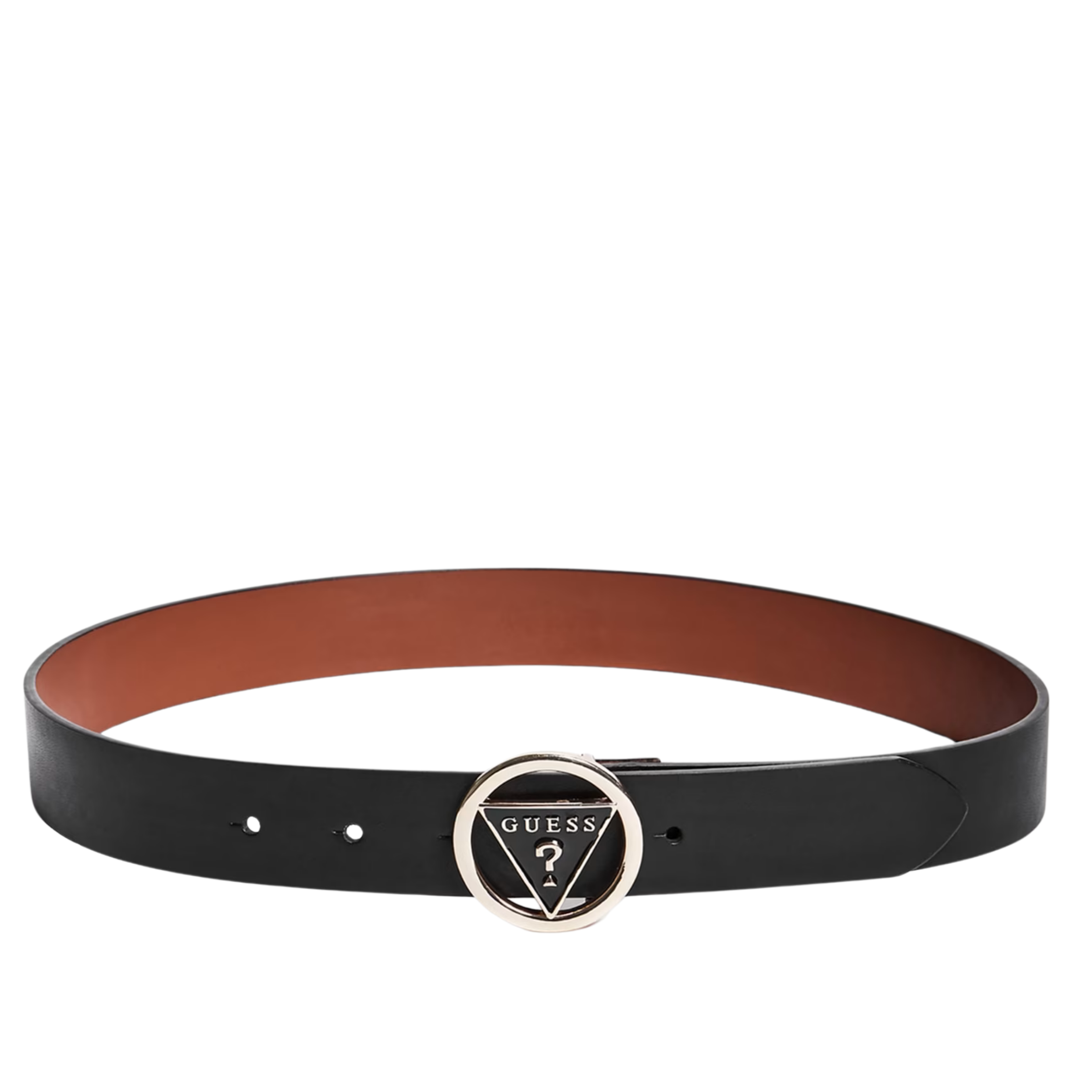 Guess Women Round Triangle Logo Buckle Belt - Black