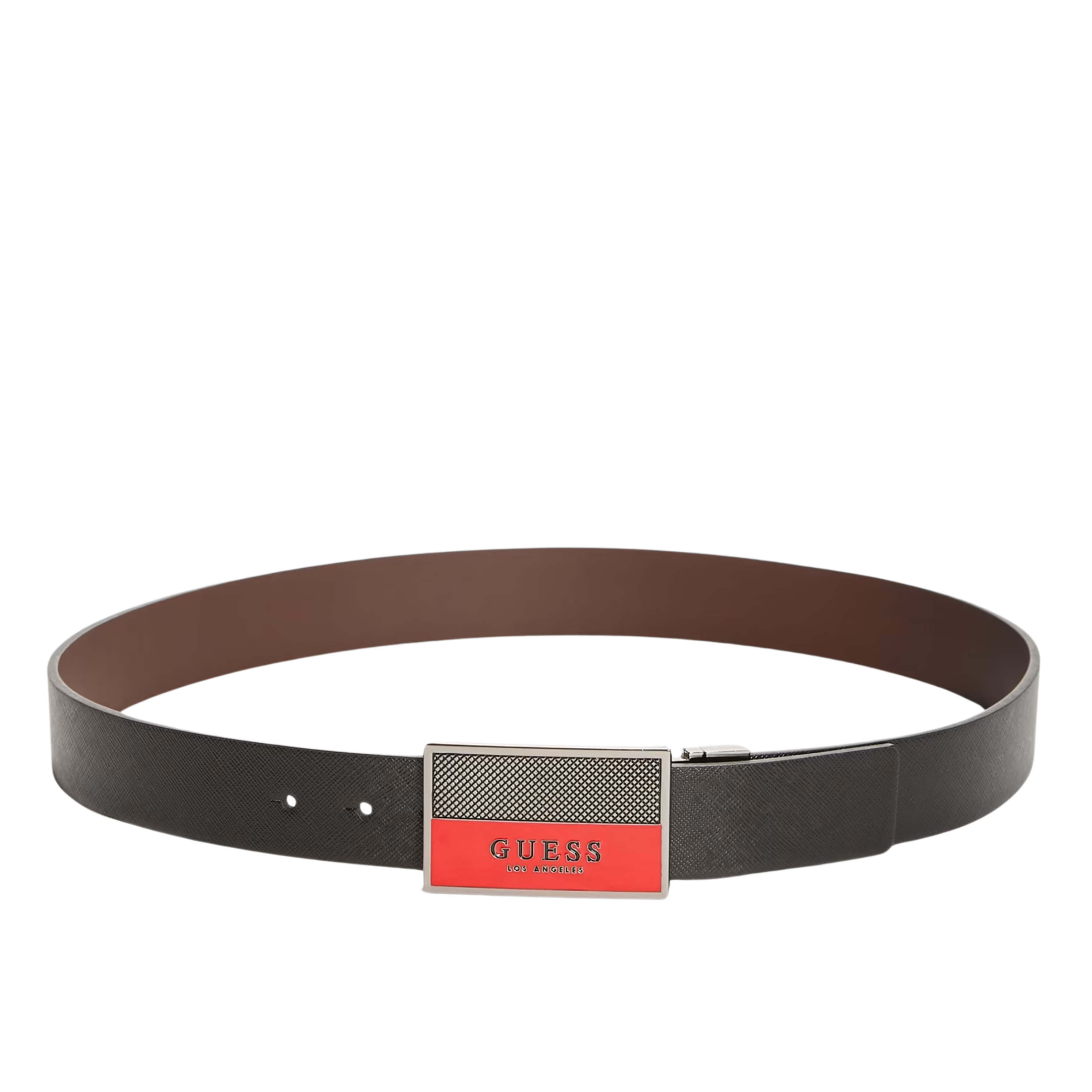 Guess Men Enamel Logo Plaque Belt - Black