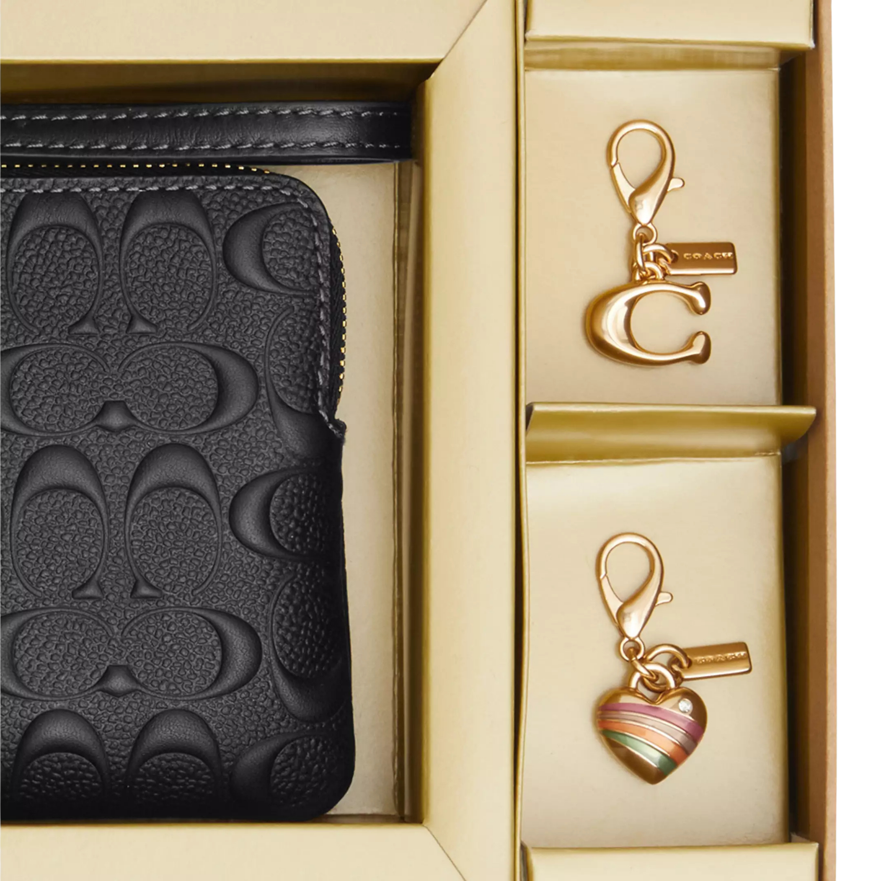 COACH Women Boxed Corner Zip Wristlet - Gold Black