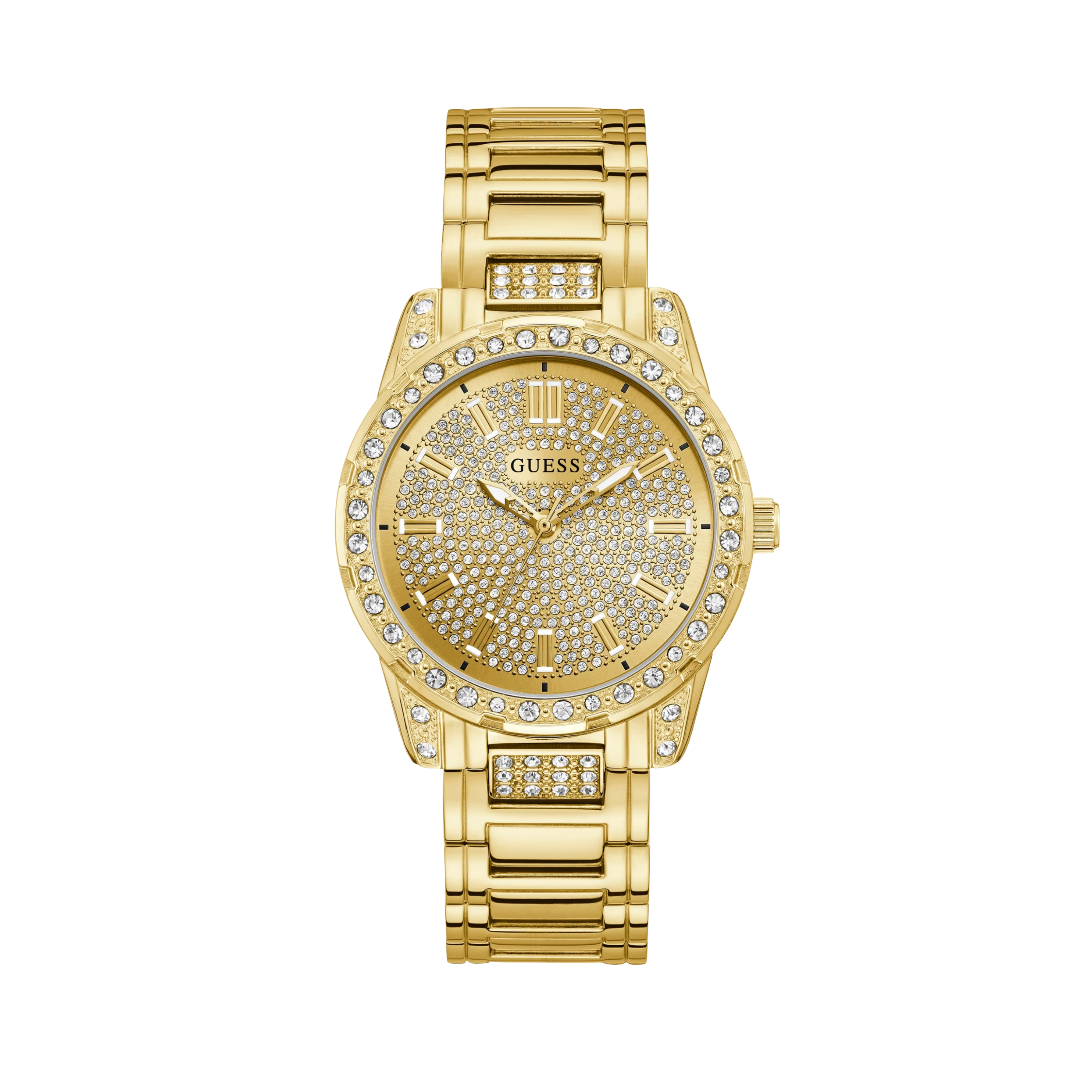 Guess Women Gold-Tone Rhinestone Analog Watch