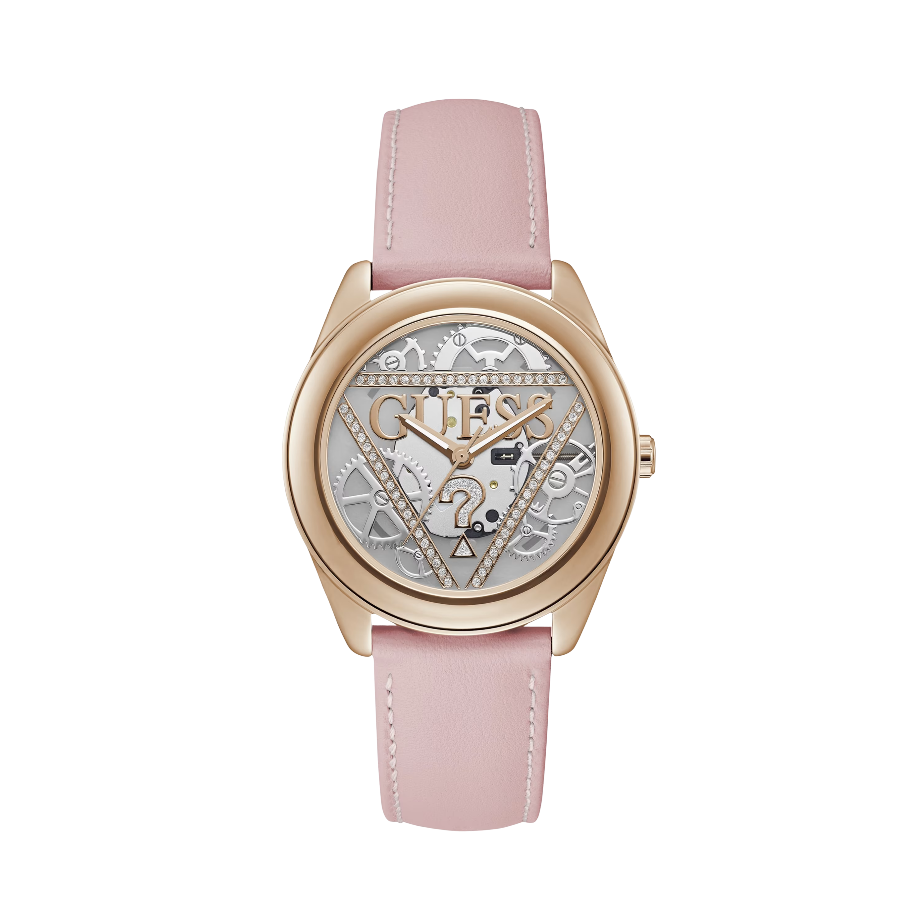 Guess Women Rose Gold-Tone and Pink Gears Analog Watch - Pink