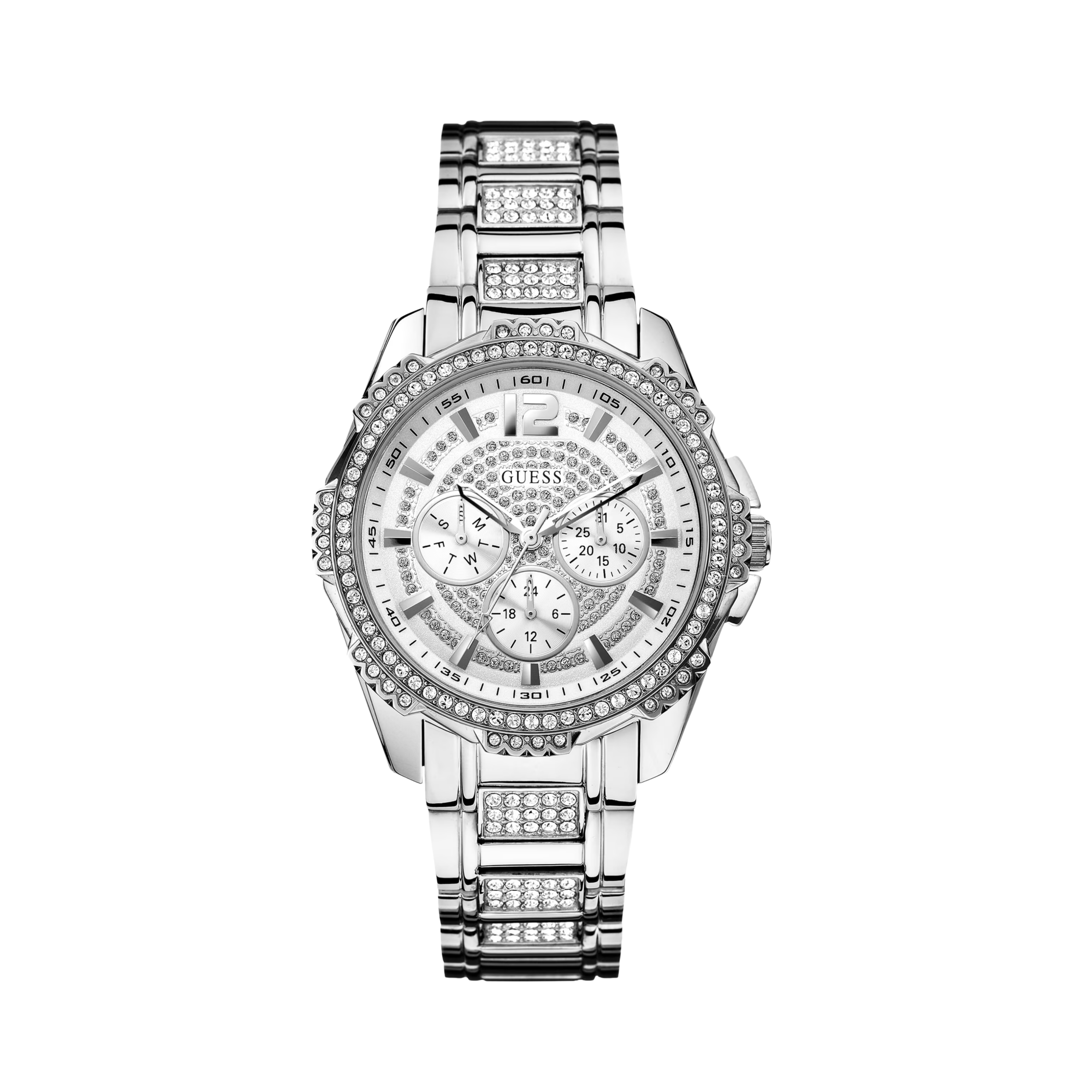 Guess Women Silver-Tone Multifunction Crystal Watch - Silver