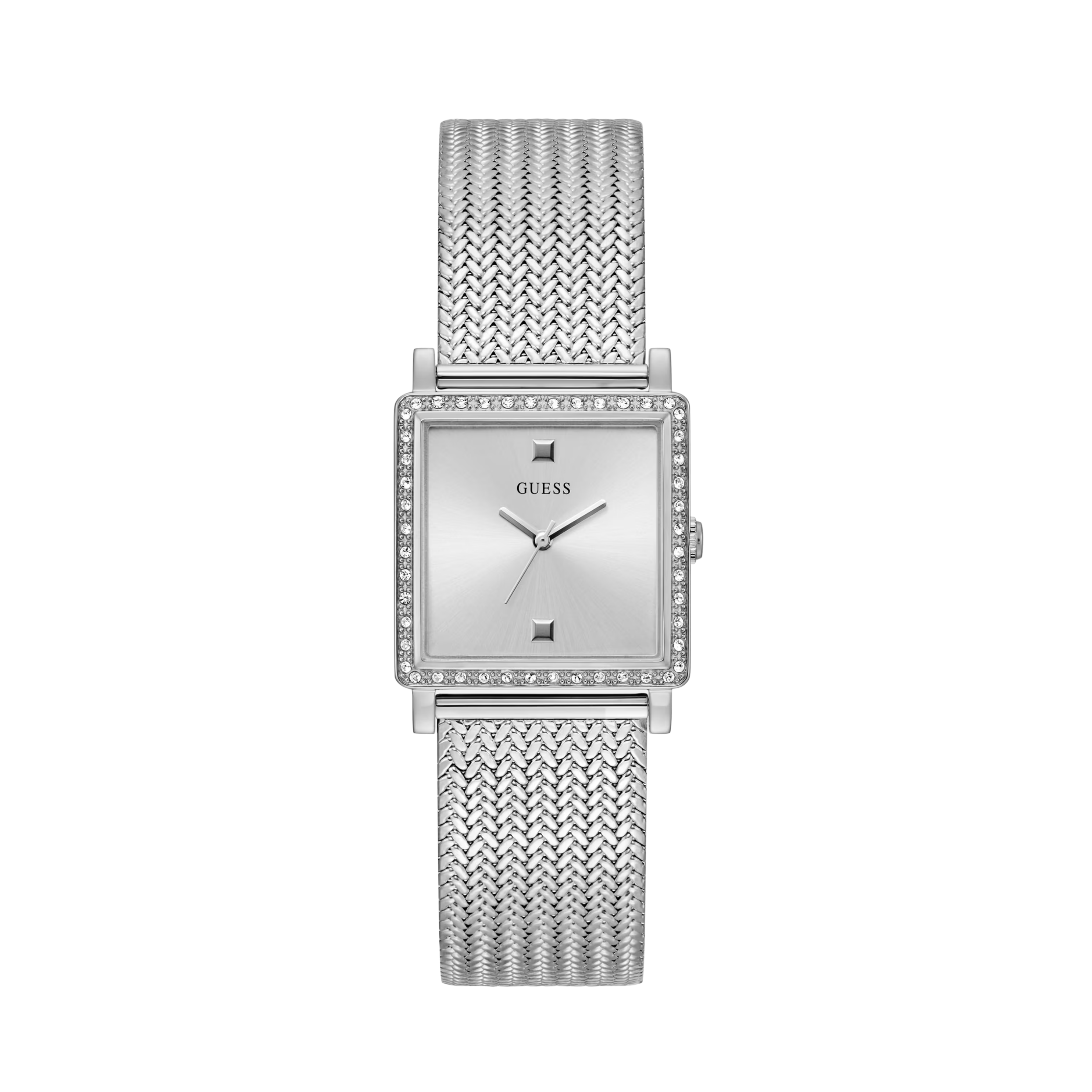 Guess Women Silver-Tone Mesh Analog Watch