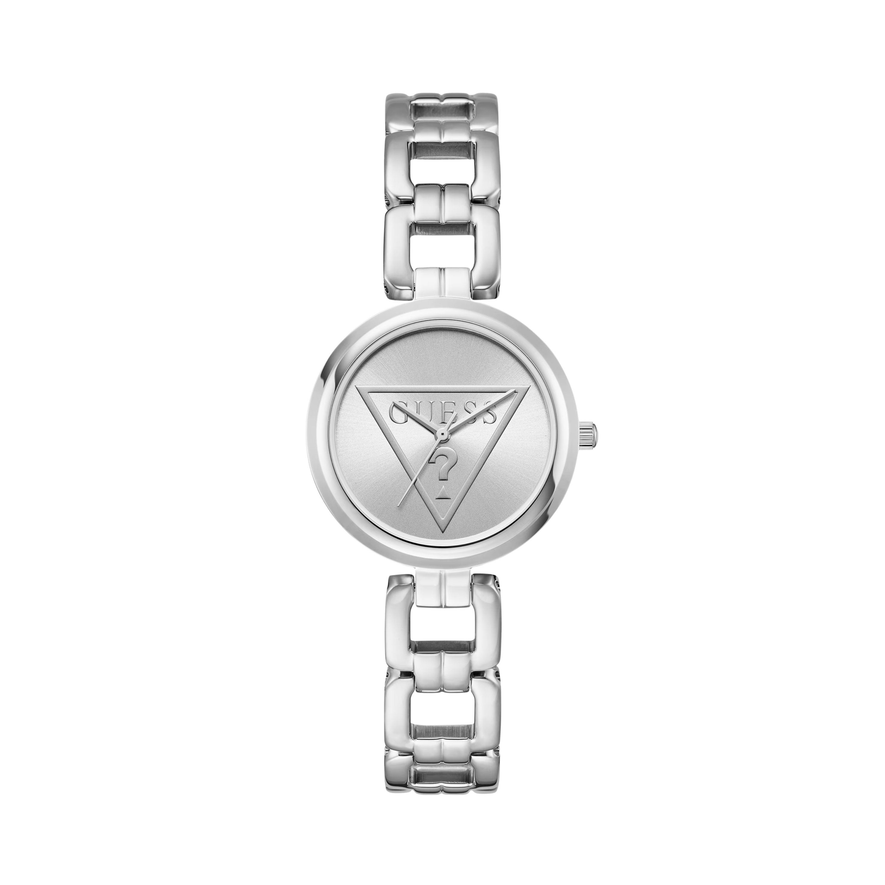 Guess Women Silver-Tone Triangle Analog Watch - Silver