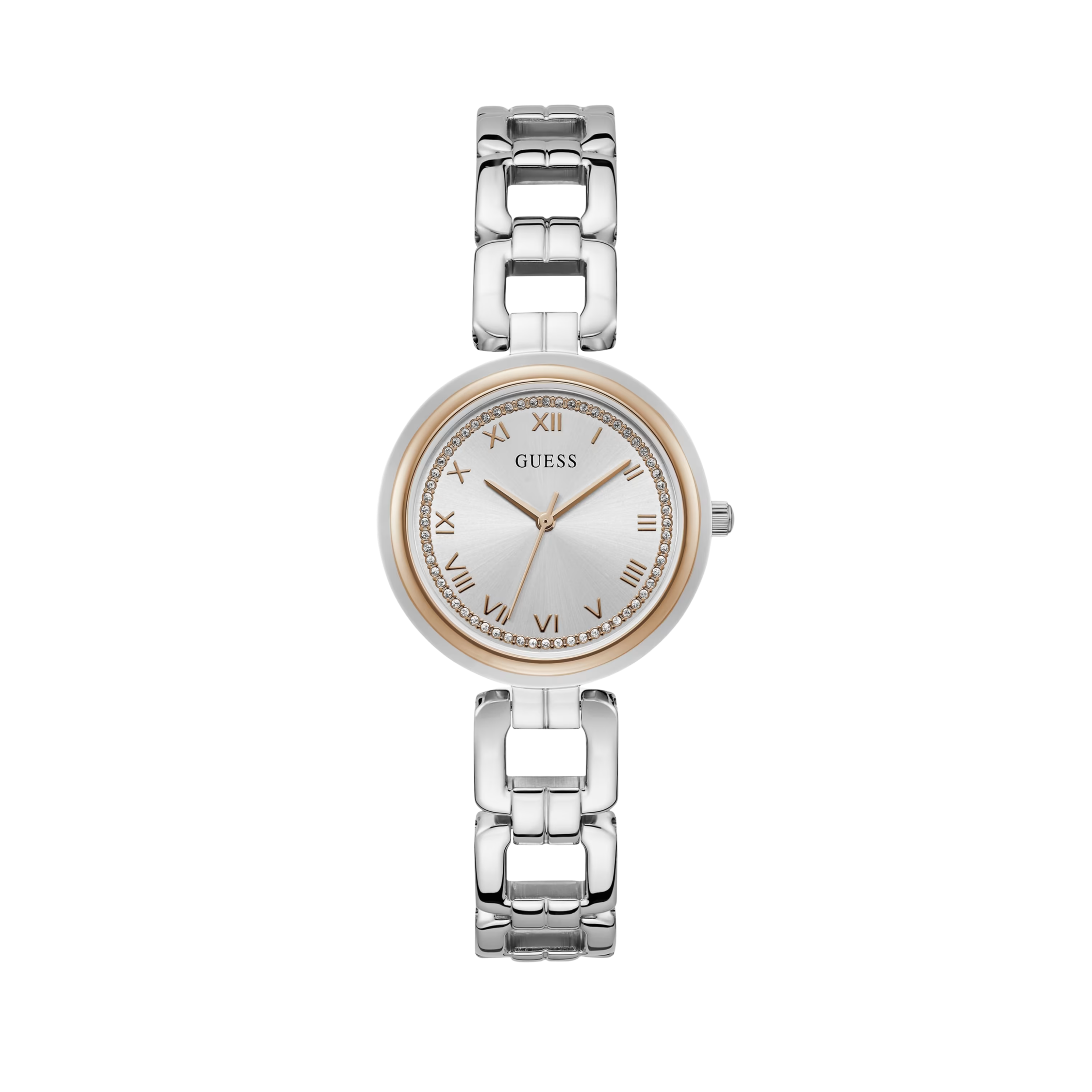 Guess Women Silver and Rose Gold-Tone Analog Watch - Silver Rose Gold