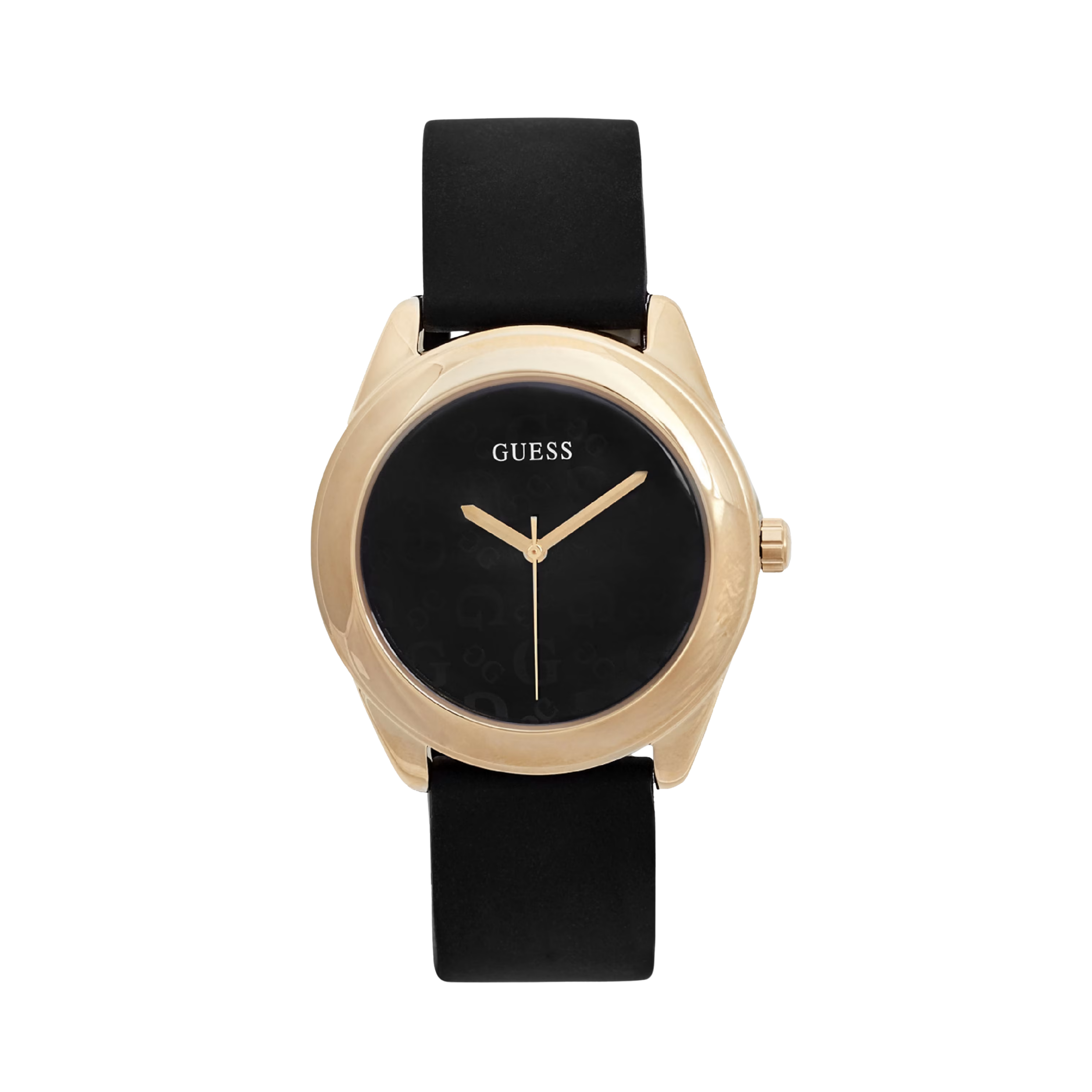 Guess Women Black and Gold-Tone Silicone Logo Watch - Black