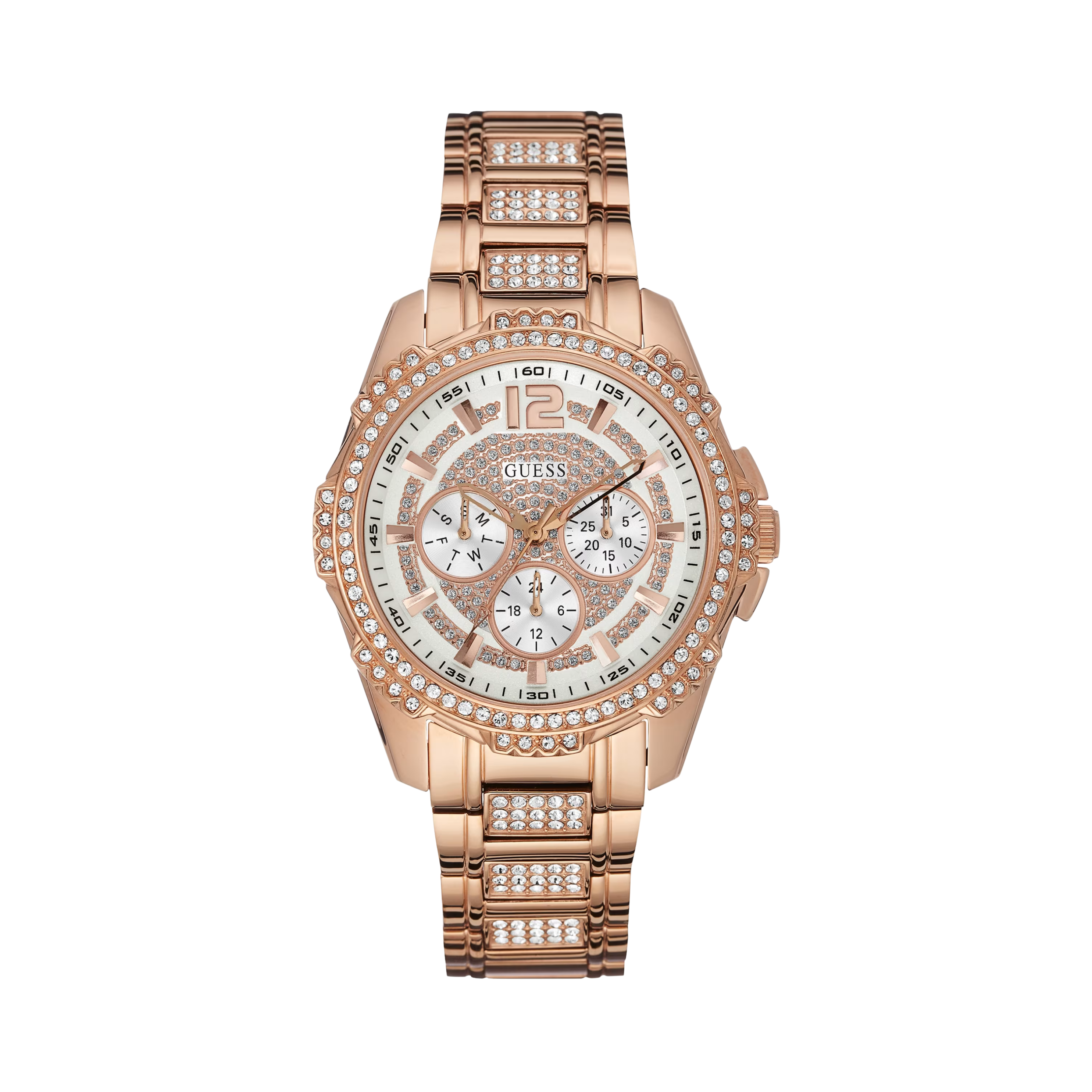 Guess Women Rose Gold-Tone Multifunction Crystal Watch - Rosegold