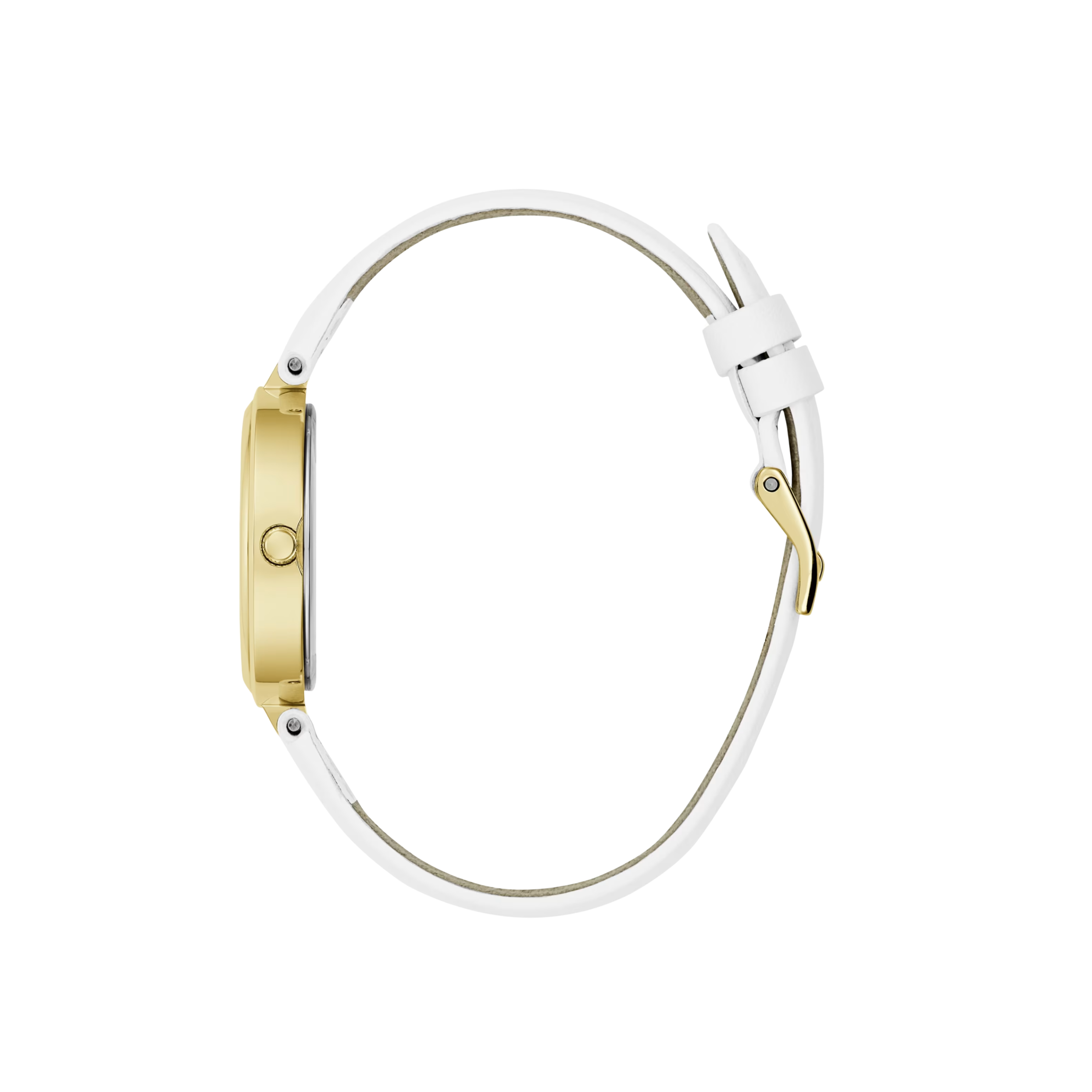 Guess Women Gold-Tone Analog Leather Watch - White Gold