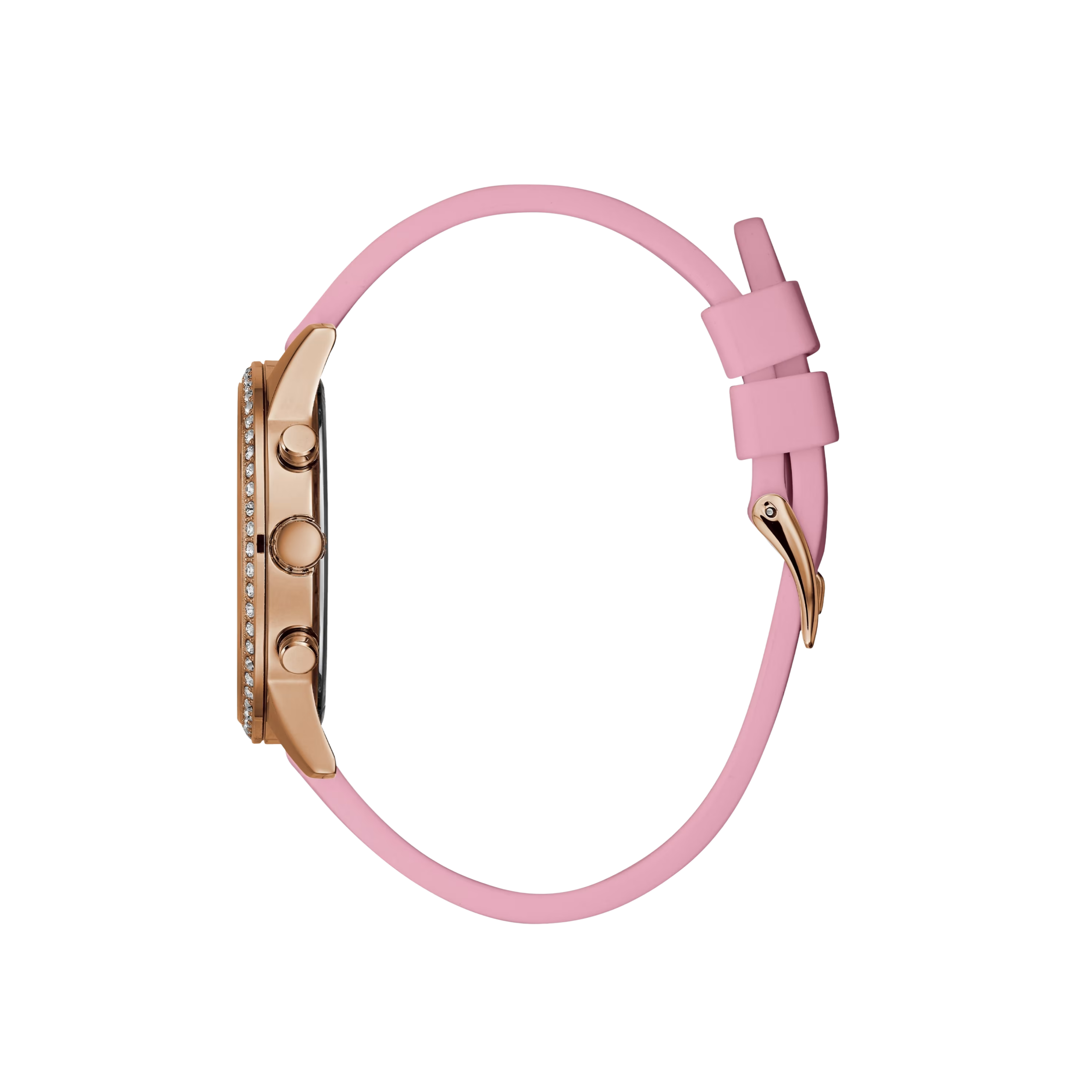 Guess Women  Rose Gold-Tone and Blush Silicone Multifunction Watch