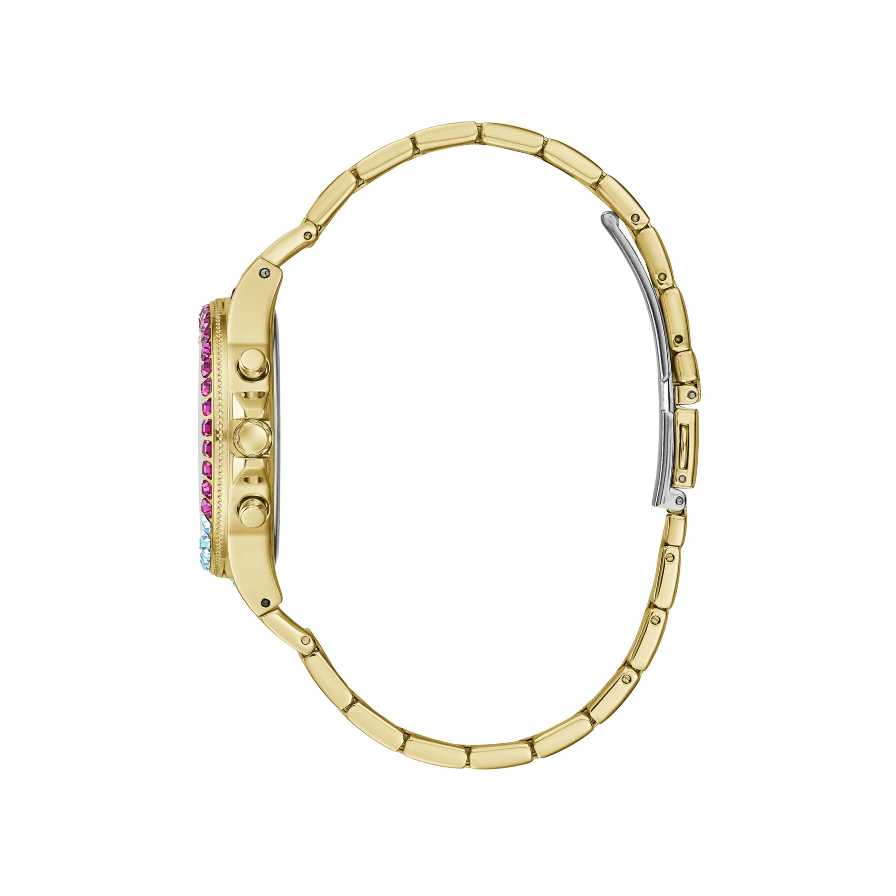 Guess Women Gold-Tone and Rainbow Crystal Multifunction Watch - Multiple Colors