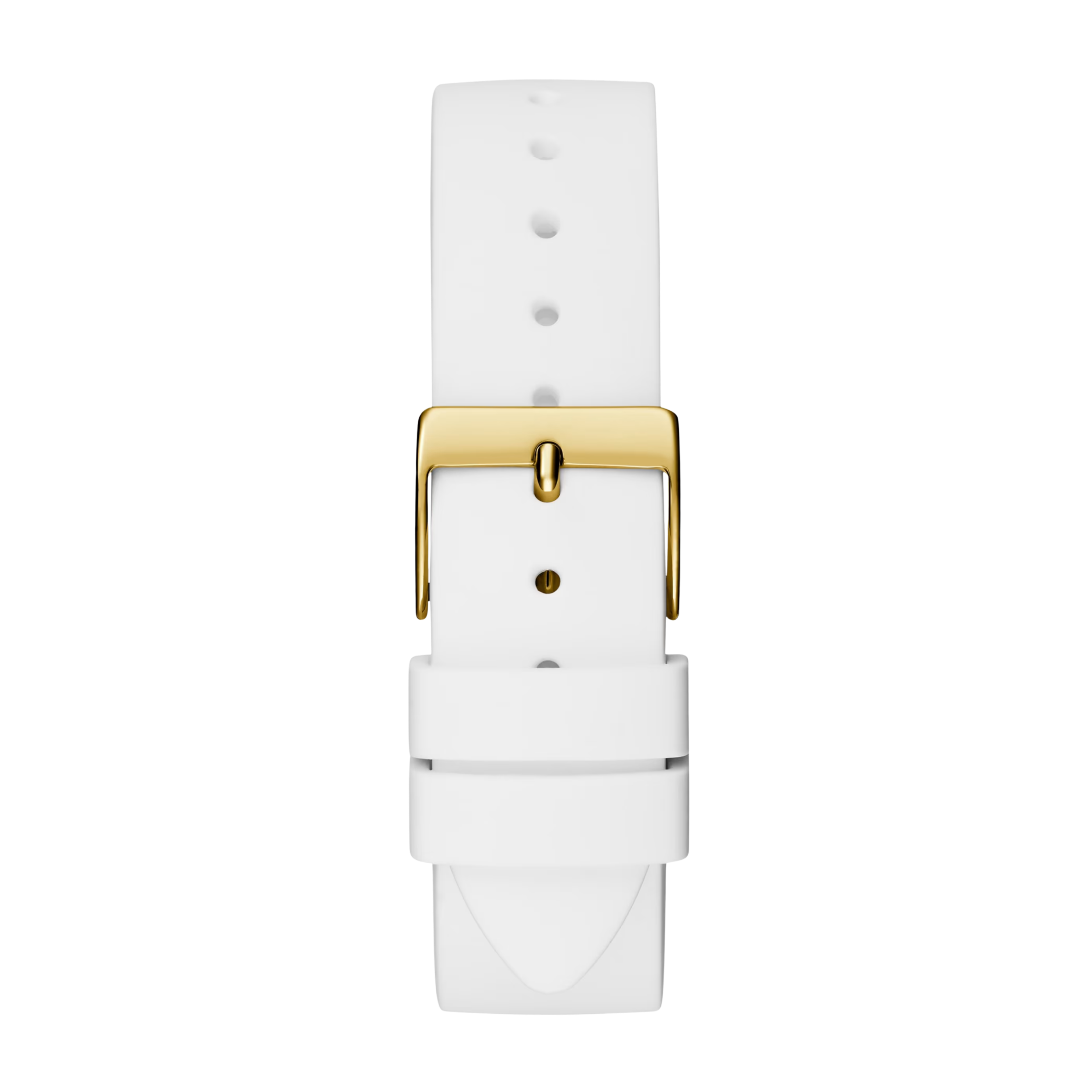 Guess Women White and Gold-Tone Analog Silicon Watch - White Gold