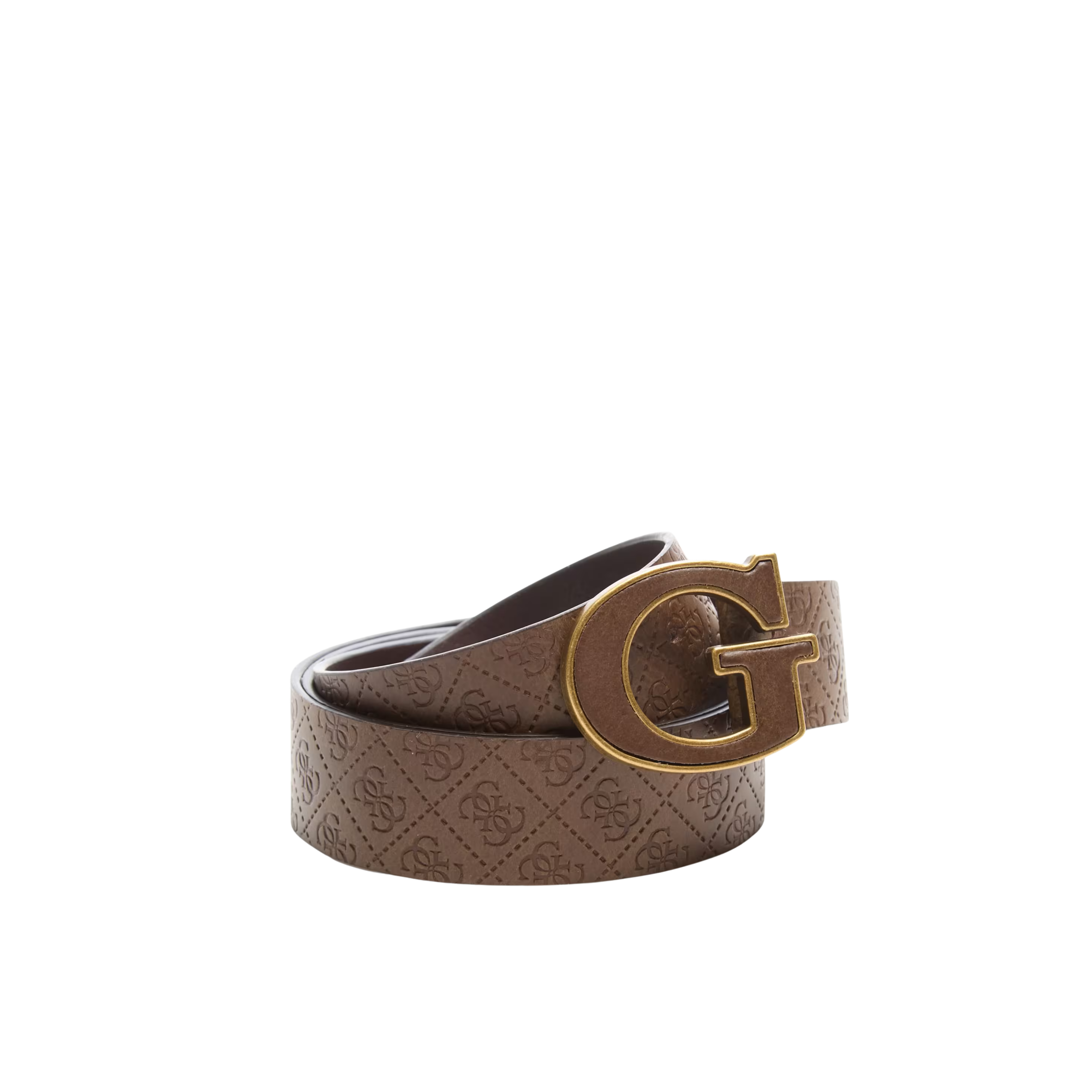Guess Men Quattro G Leather Belt - Chocolate Brownie