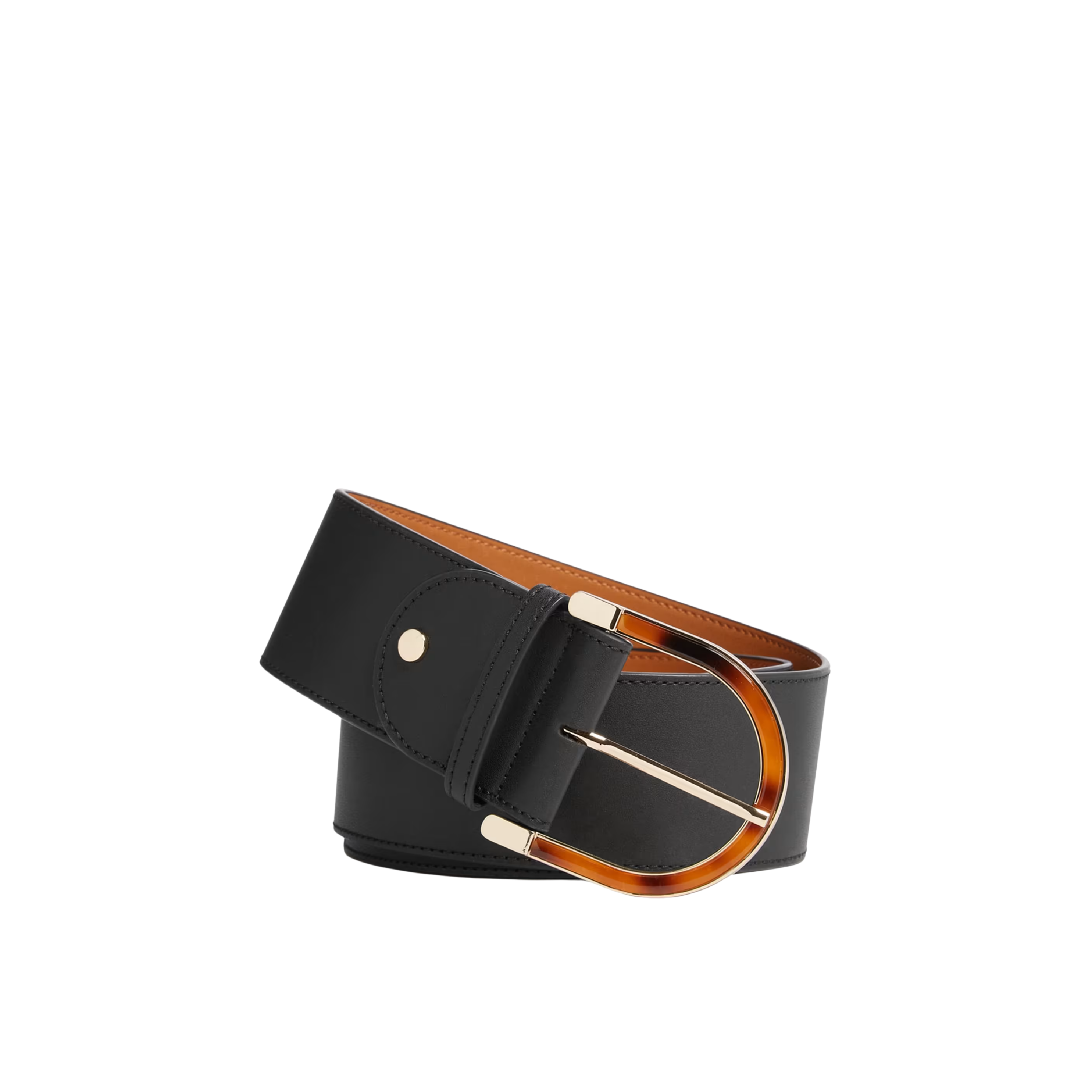 Guess Women Tortoiseshell Buckle Leather Belt - Black