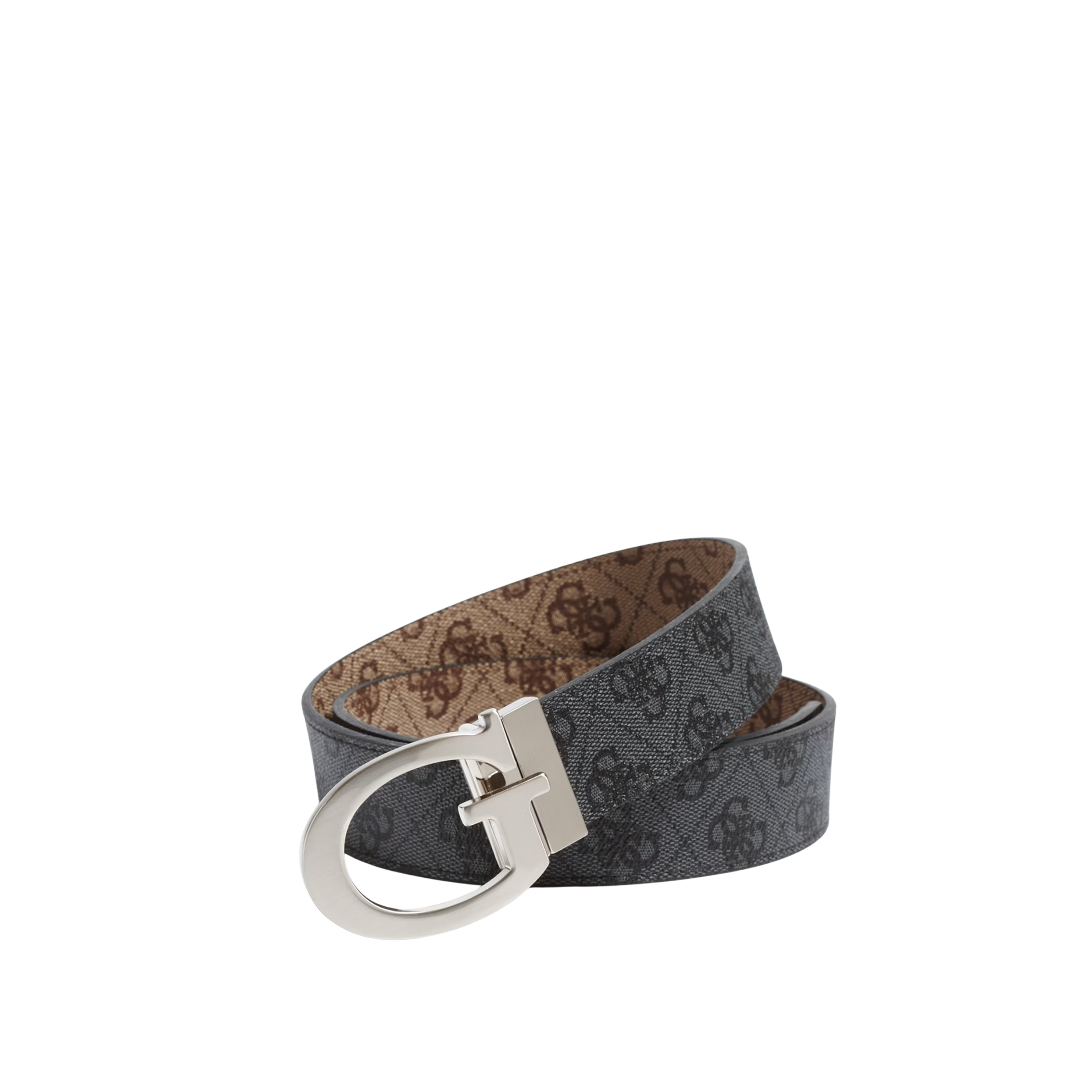 Guess Men Reversible Logo Belt - Brown Black