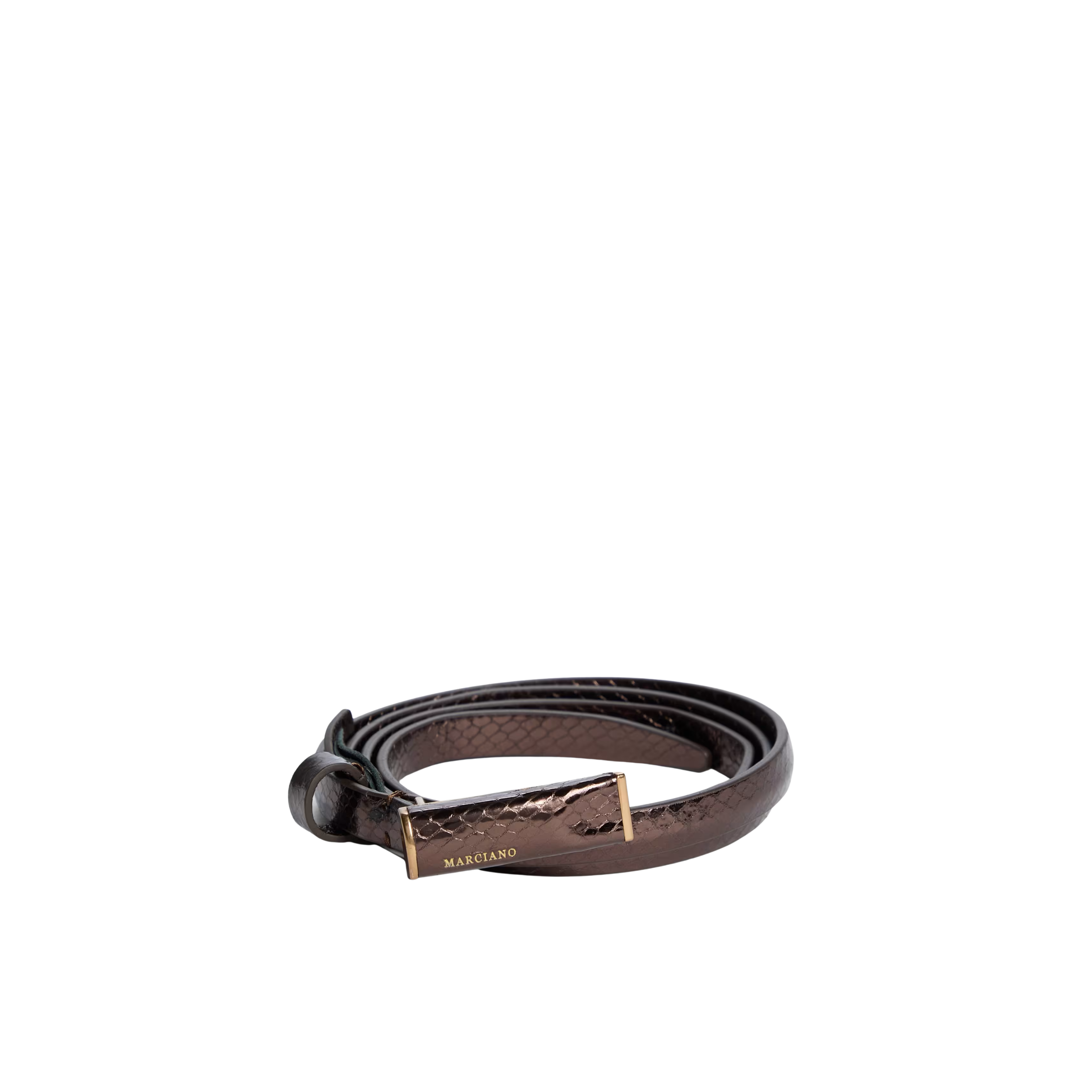 Guess Women Patent Leather Minimalist Belt - Chocolate Brownie