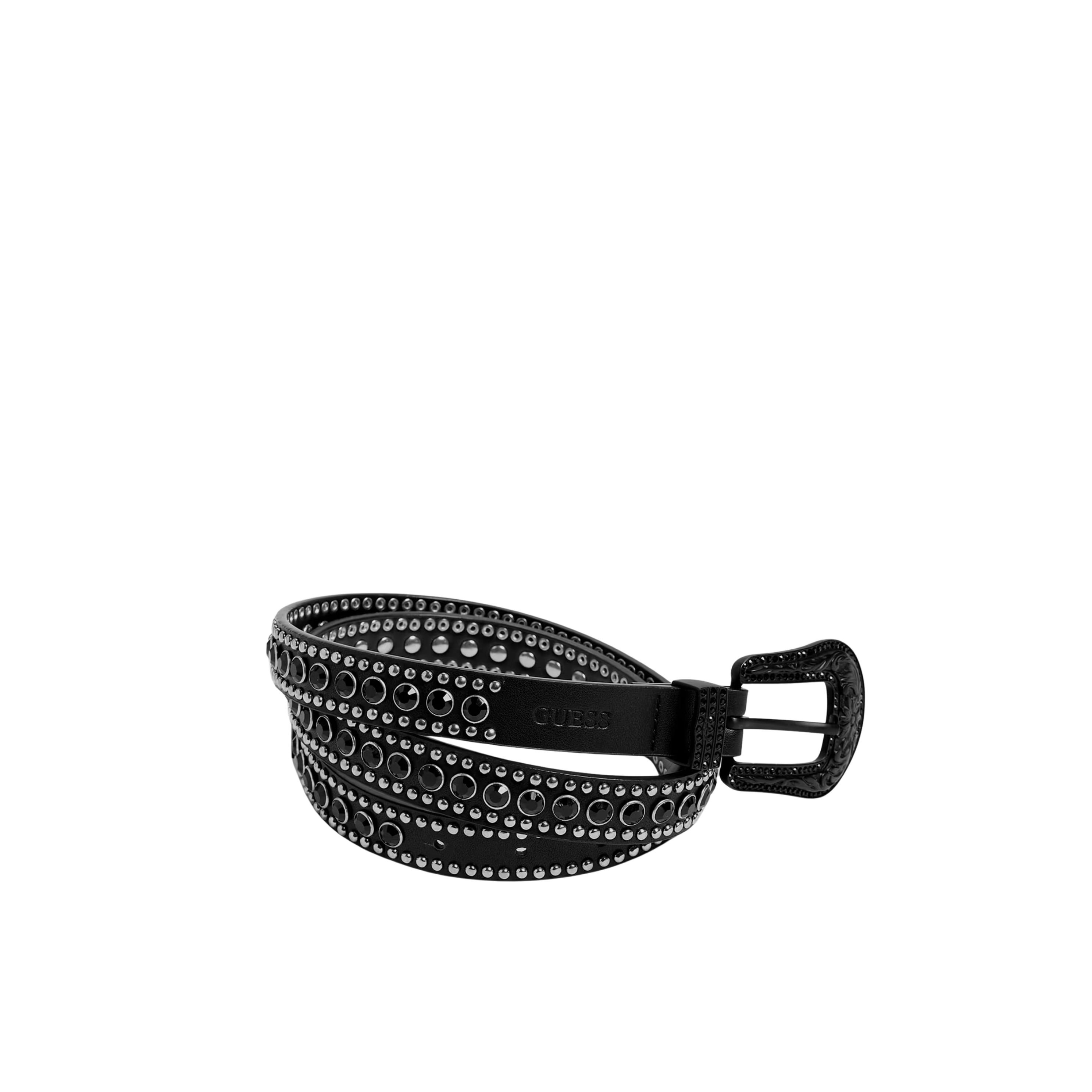 Guess Women Dakota Rhinestone Skinny Belt - Black