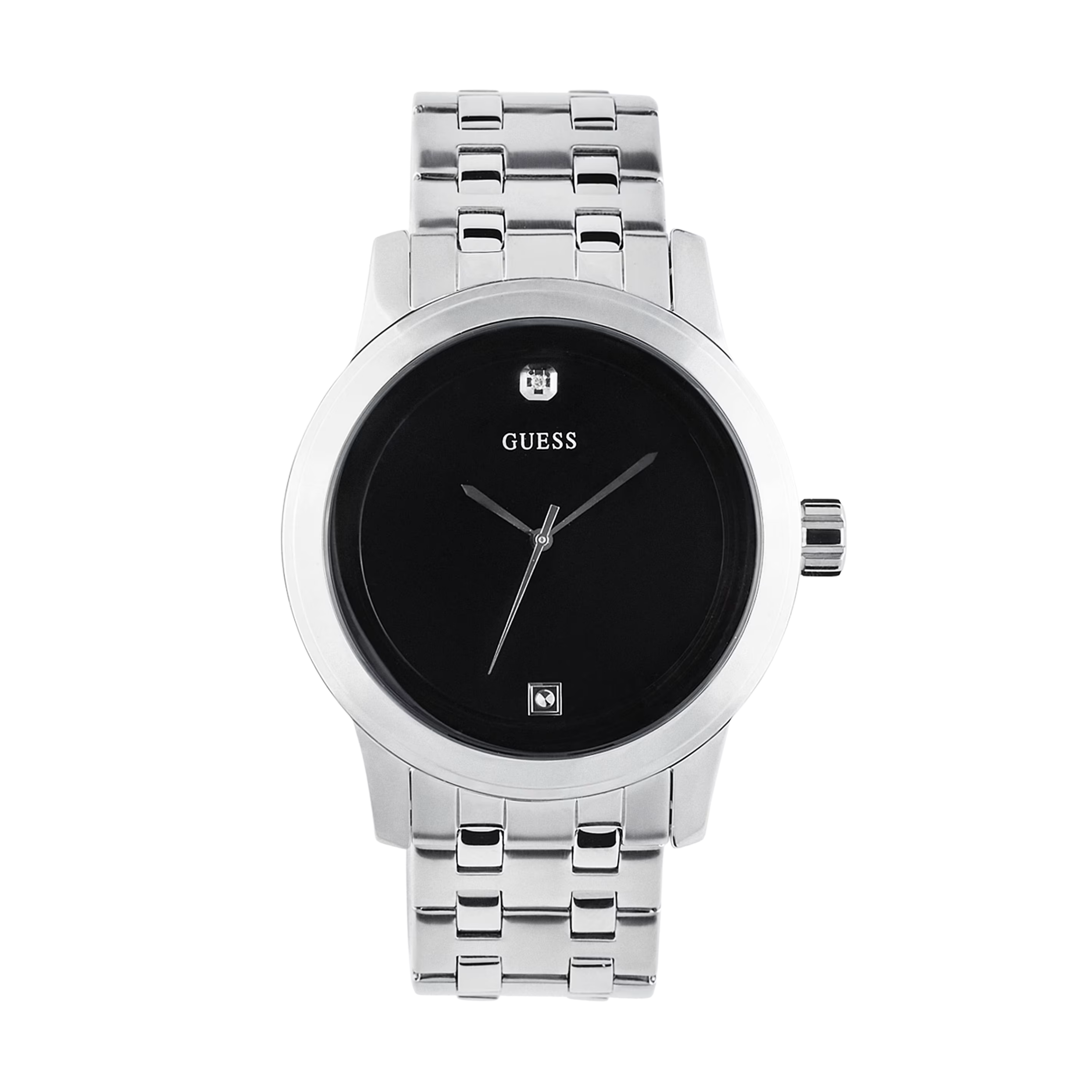 Guess Men Black and Silver-Tone Diamond Dress Watch - Black