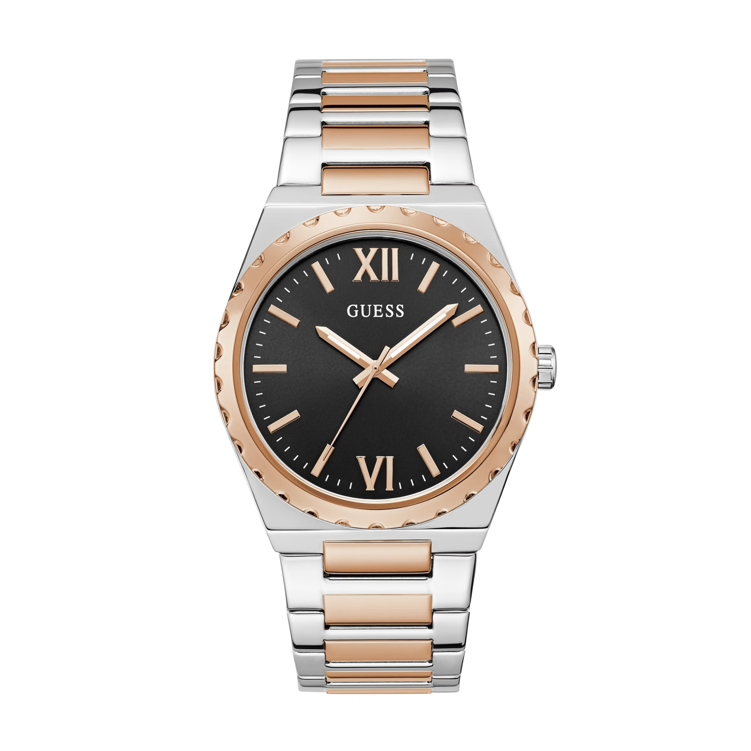 Guess Men Two-Tone Analog Watch - Silver Rosegold