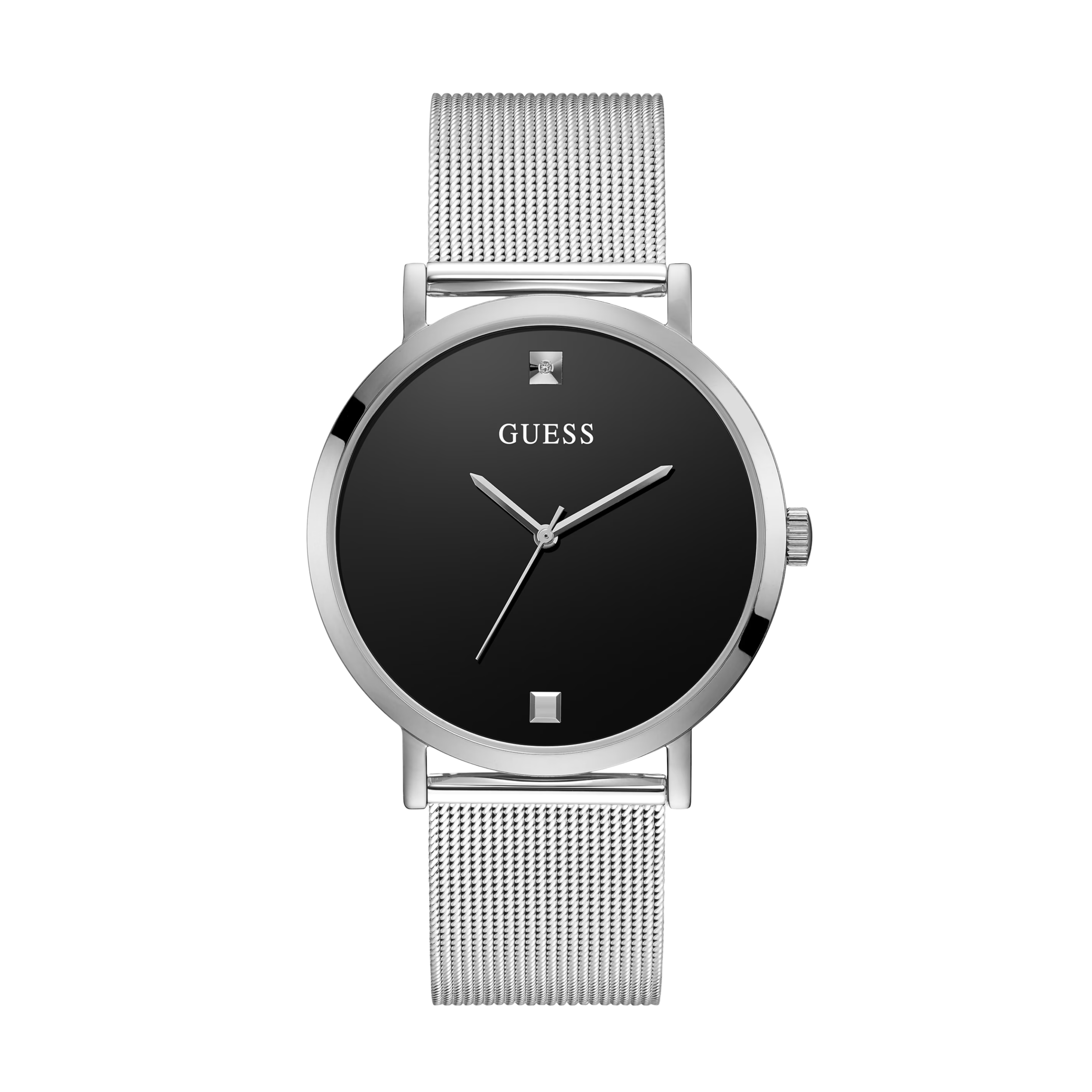 Guess Men Silver-Tone Analog Mesh Watch - Silver