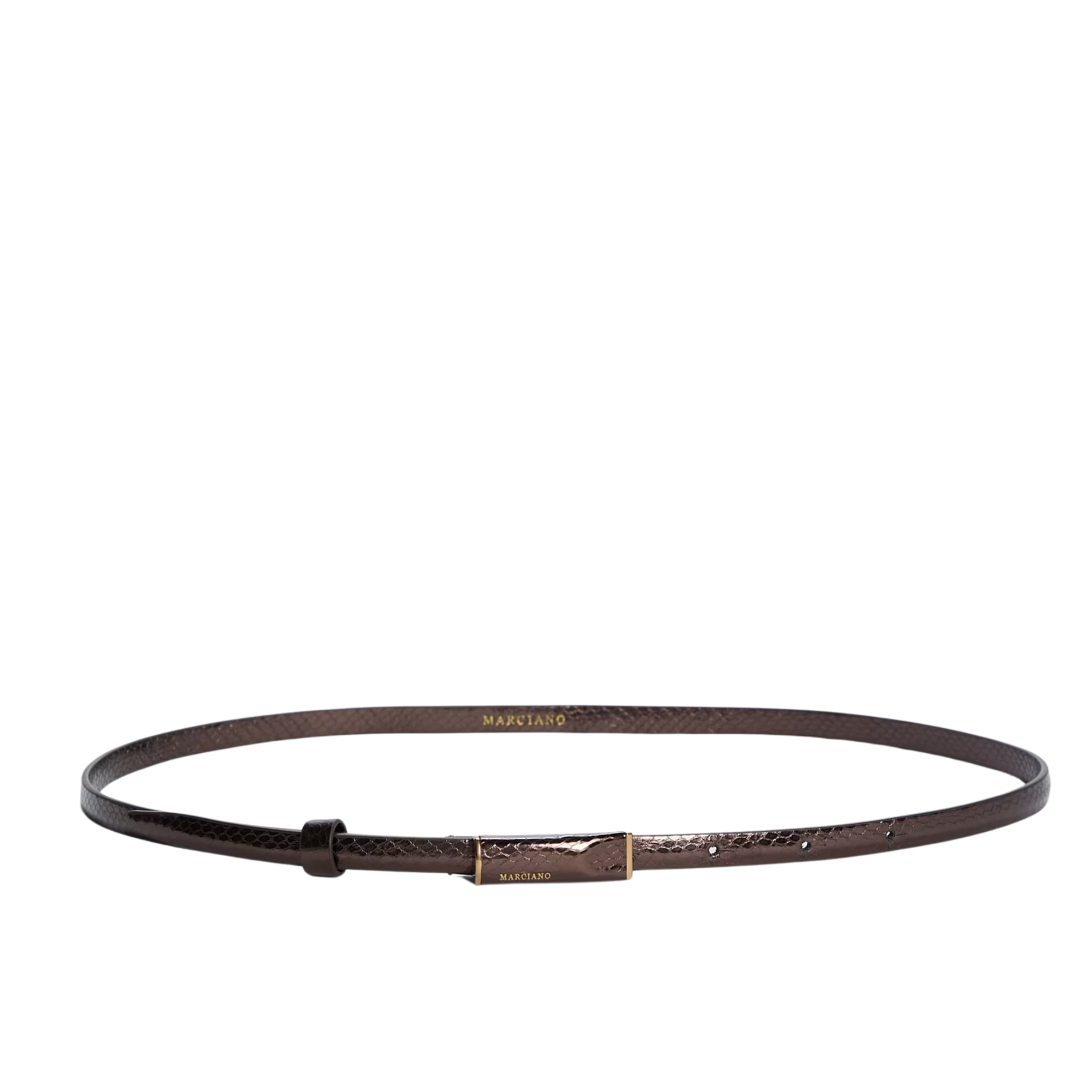 Guess Women Patent Leather Minimalist Belt - Chocolate Brownie