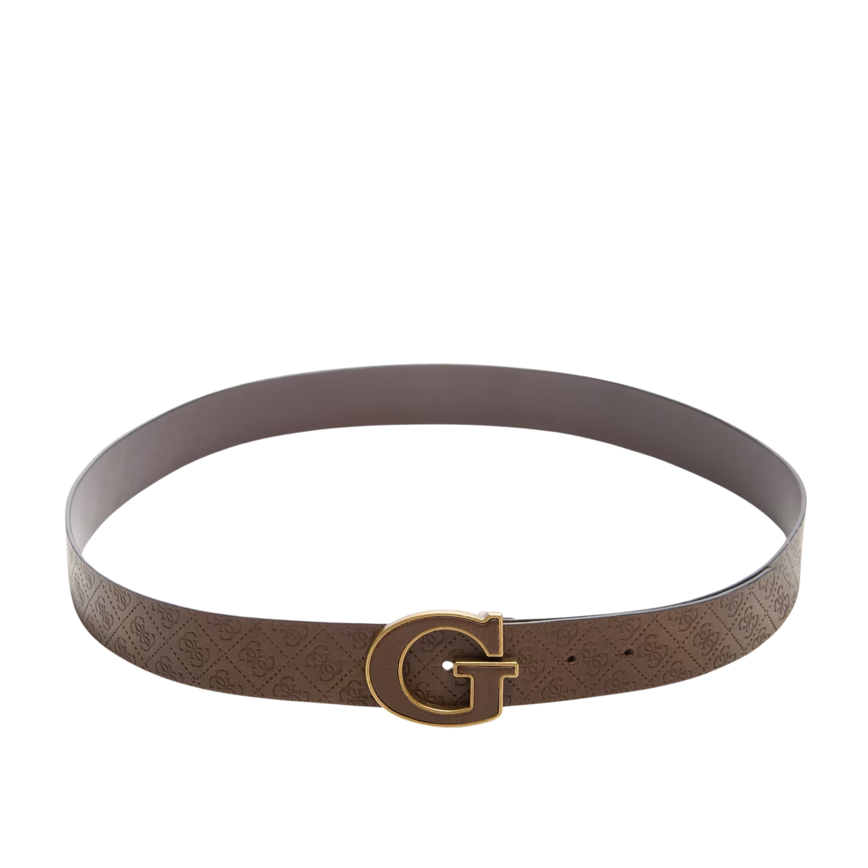 Guess Men Quattro G Leather Belt - Chocolate Brownie
