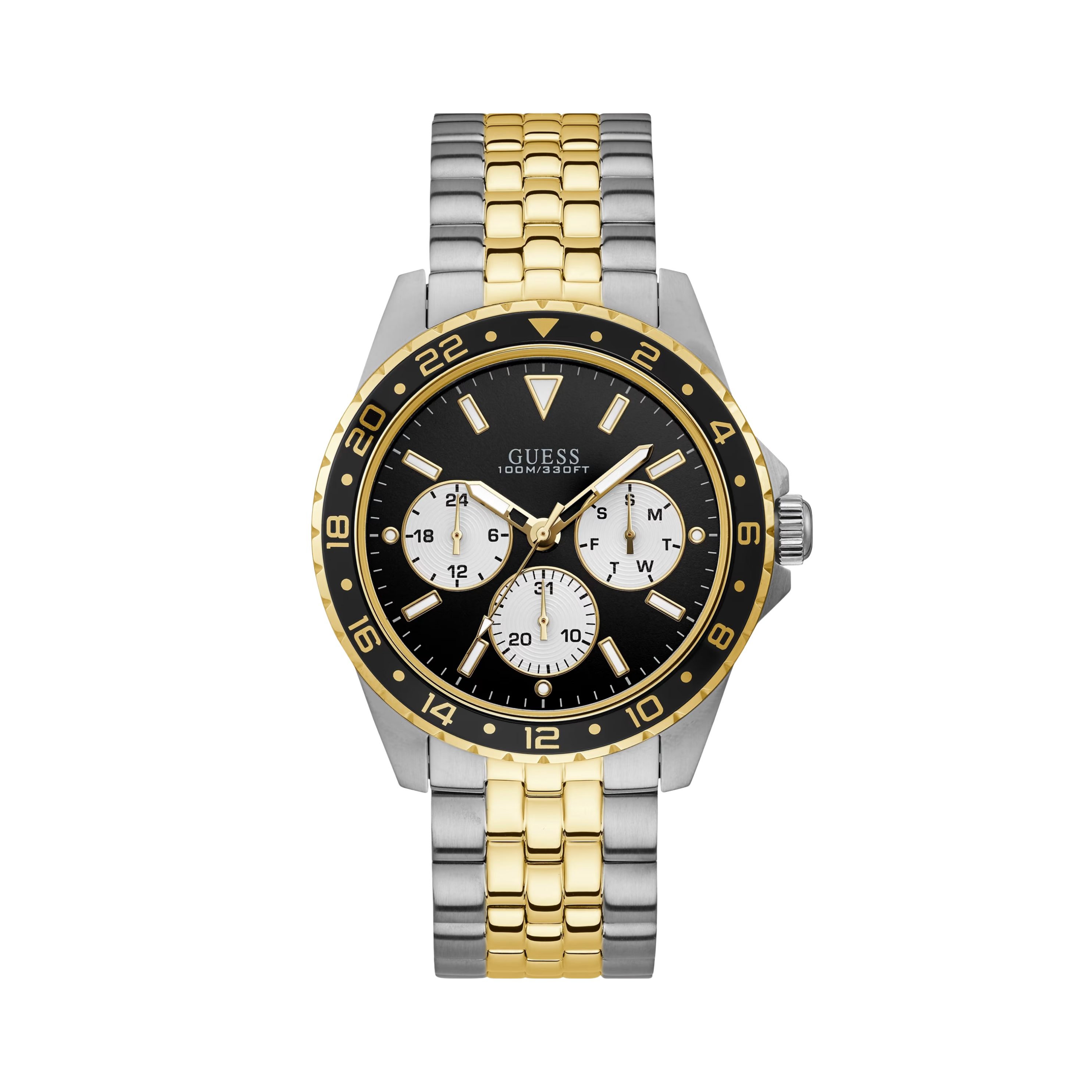 Guess Men Silver Gold-Tone Multifunction Watch