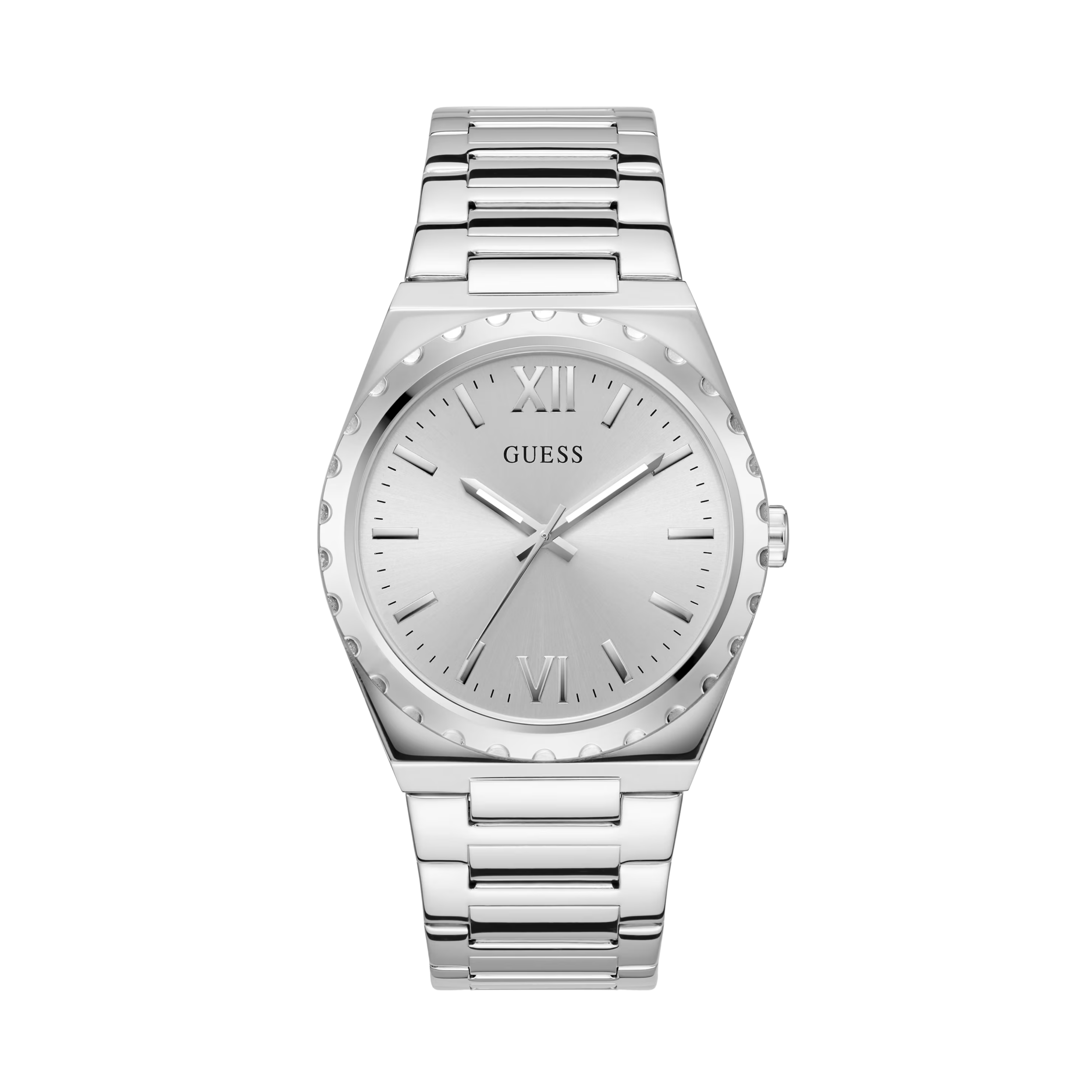 Guess Men Silver-Tone Analog Watch
