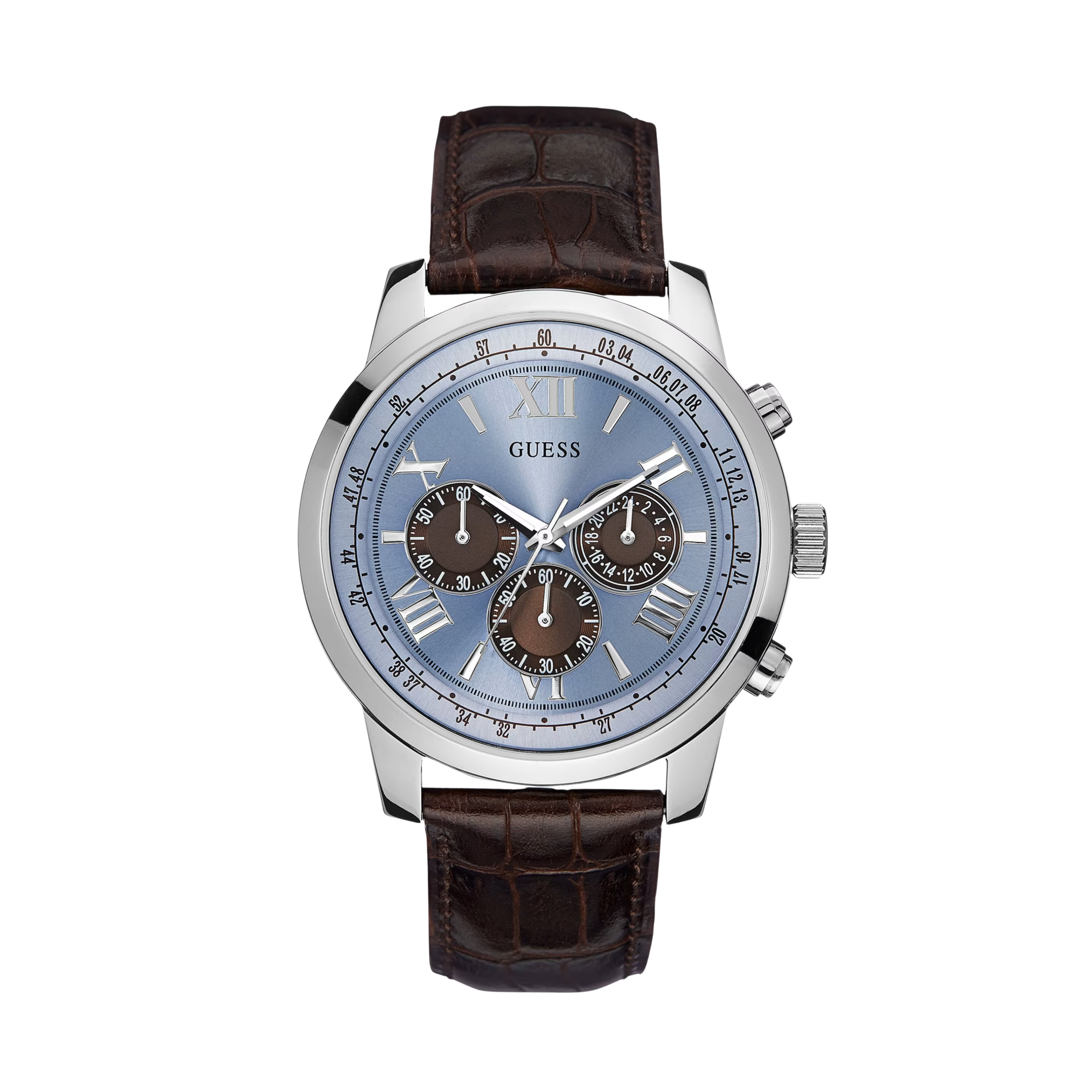 Guess Men Blue and Silver-Tone Multifunction Watch