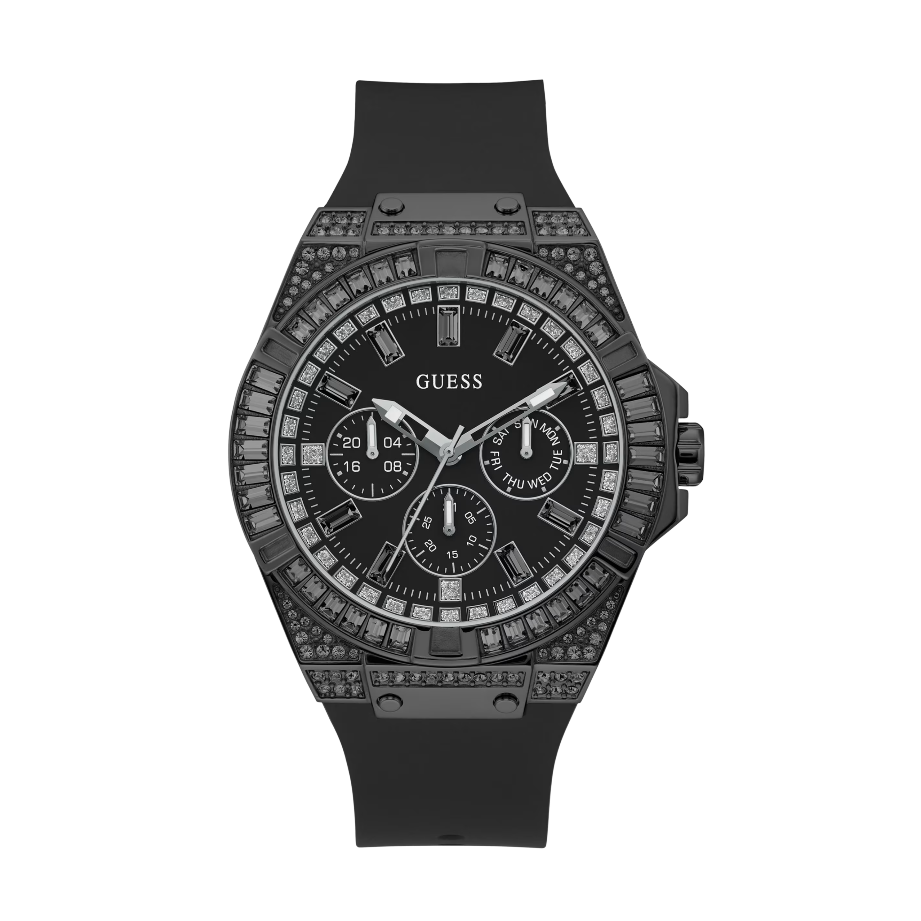 Guess Men Black Multifunction Silicon Watch