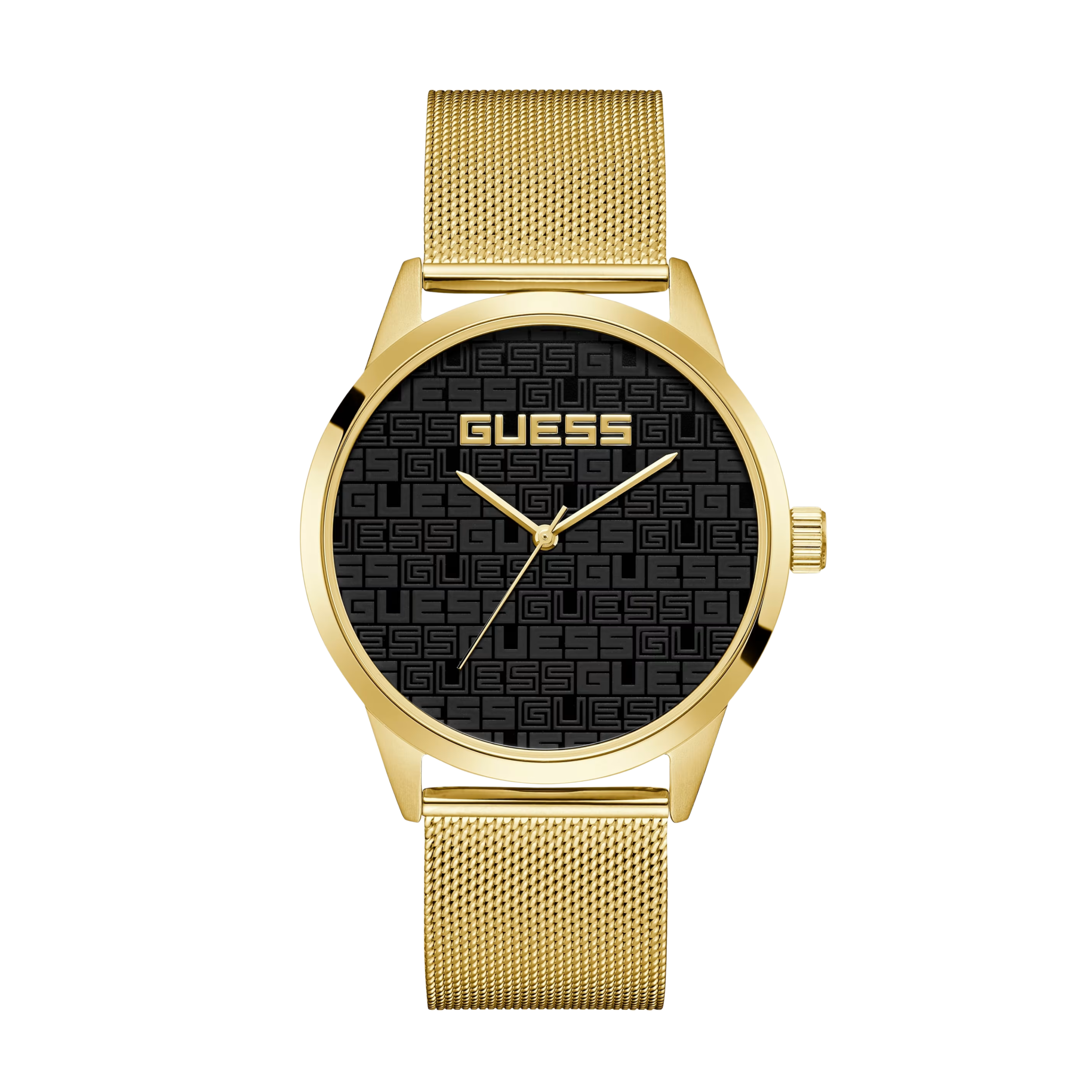 Guess Men Gold-Tone Logo Dial Analog Watch - Gold