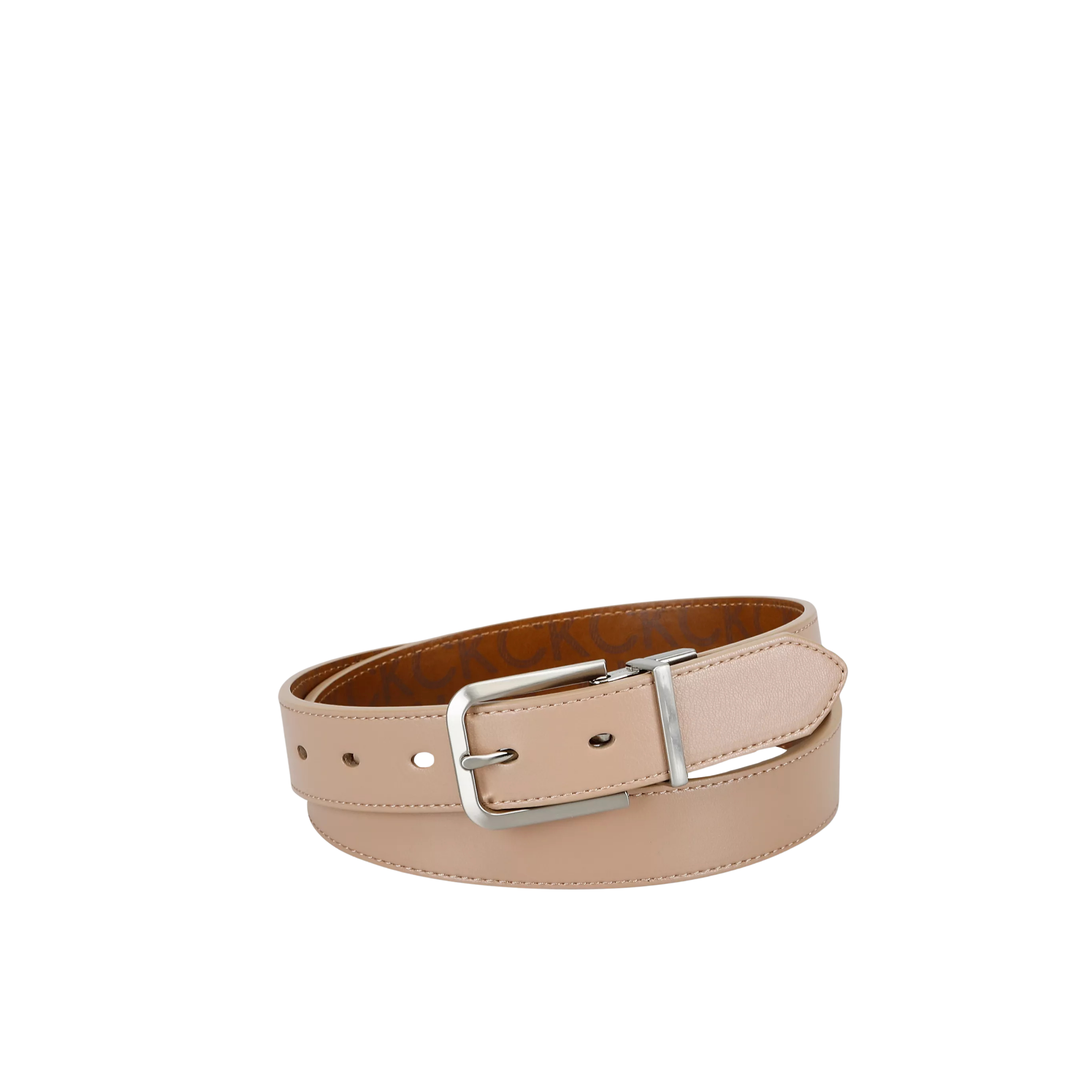 Calvin Klein Women Reversible Monogram Logo Belt - Tan Logo