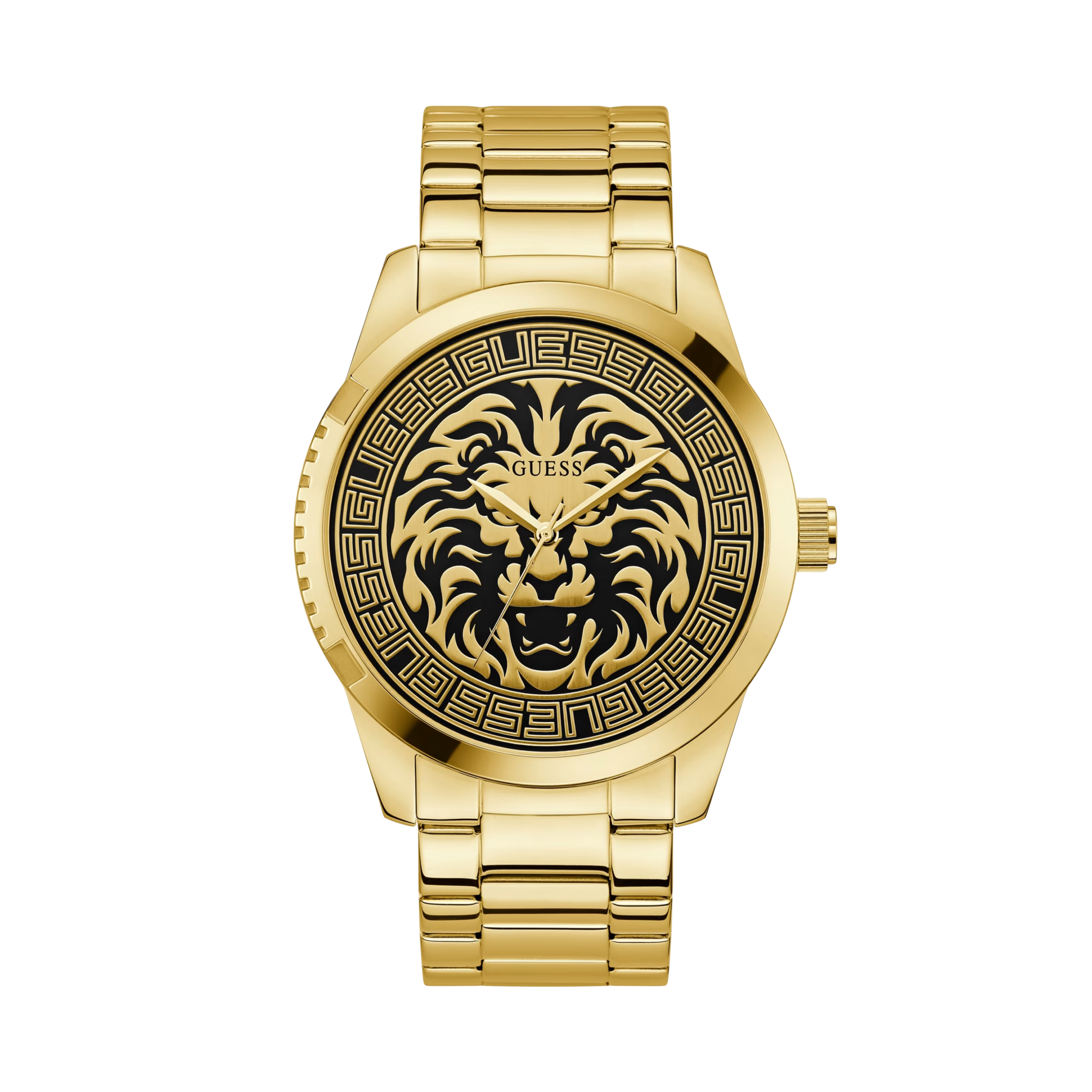 Guess Men Gold-Tone Lion Analog Watch