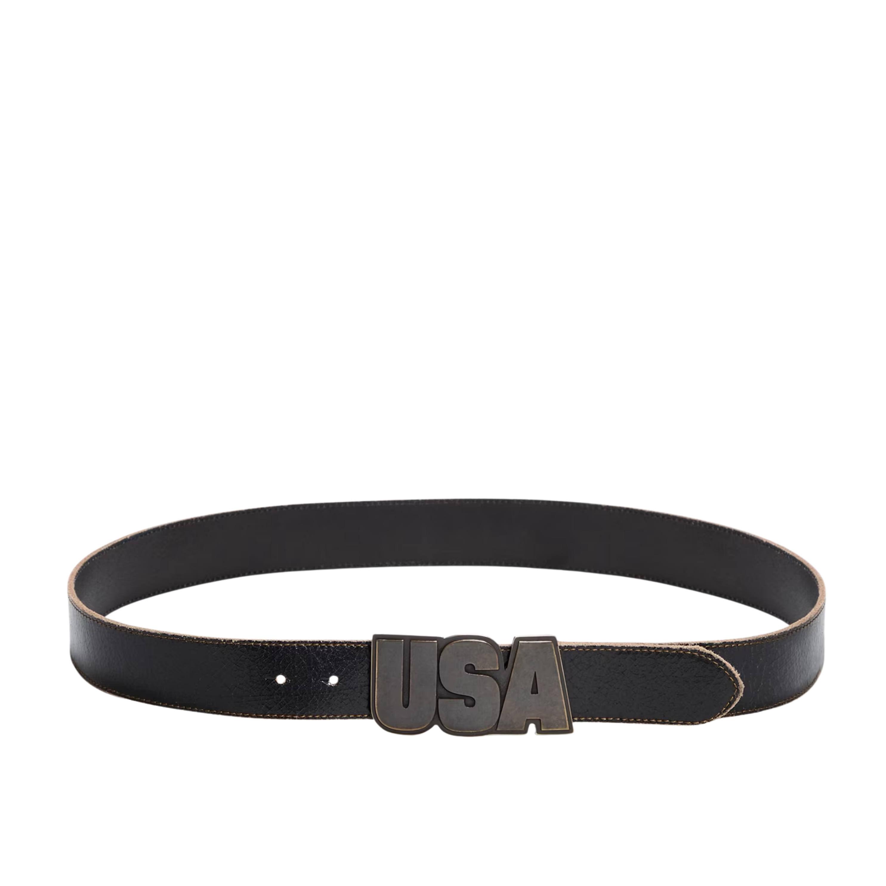 Guess Men Hammered Leather Belt - Jet Black Multi