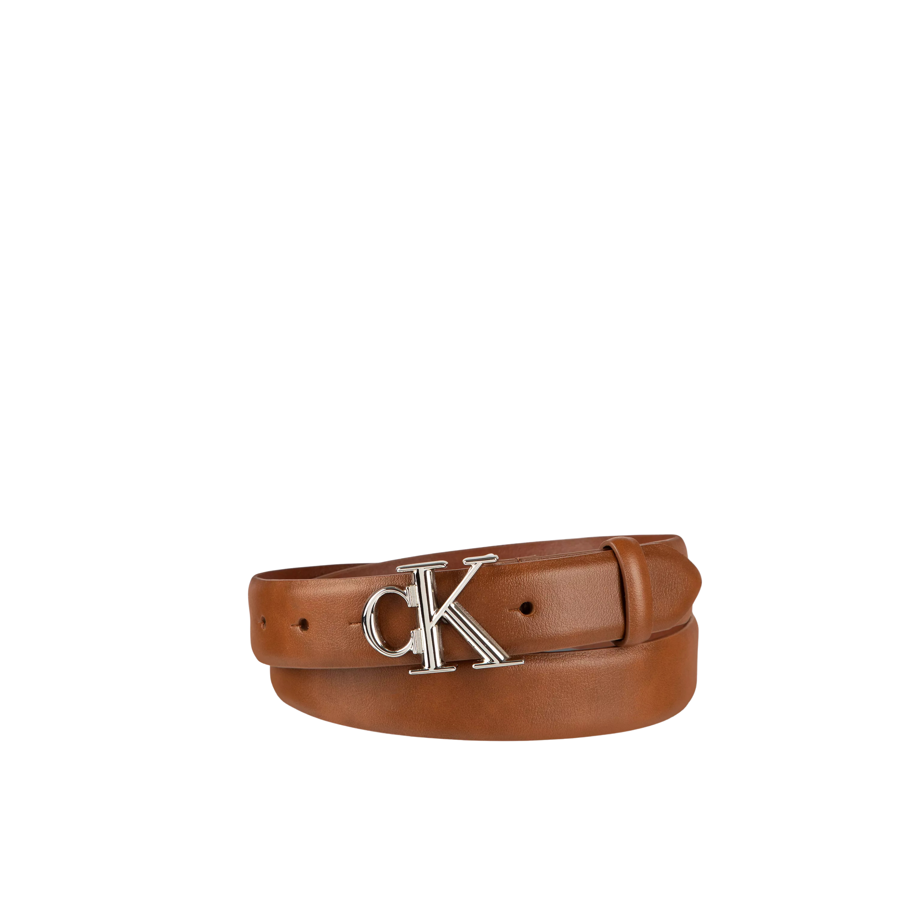 Calvin Klein Women Monogram Logo Plaque Belt - Brown 267