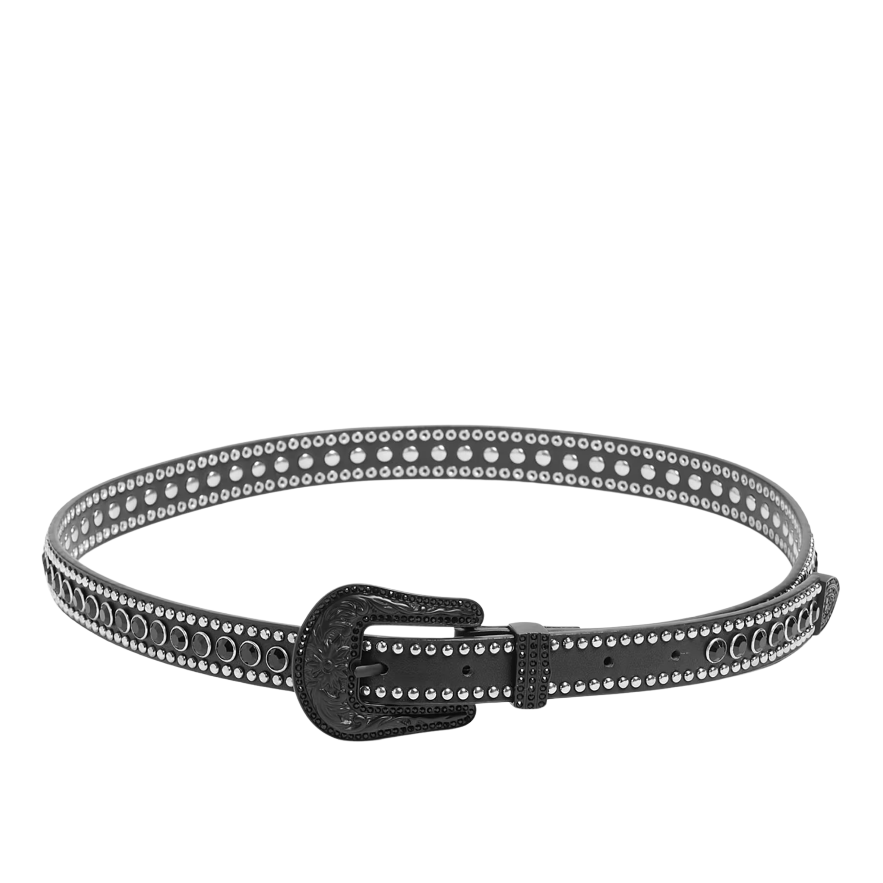 Guess Women Dakota Rhinestone Skinny Belt - Black