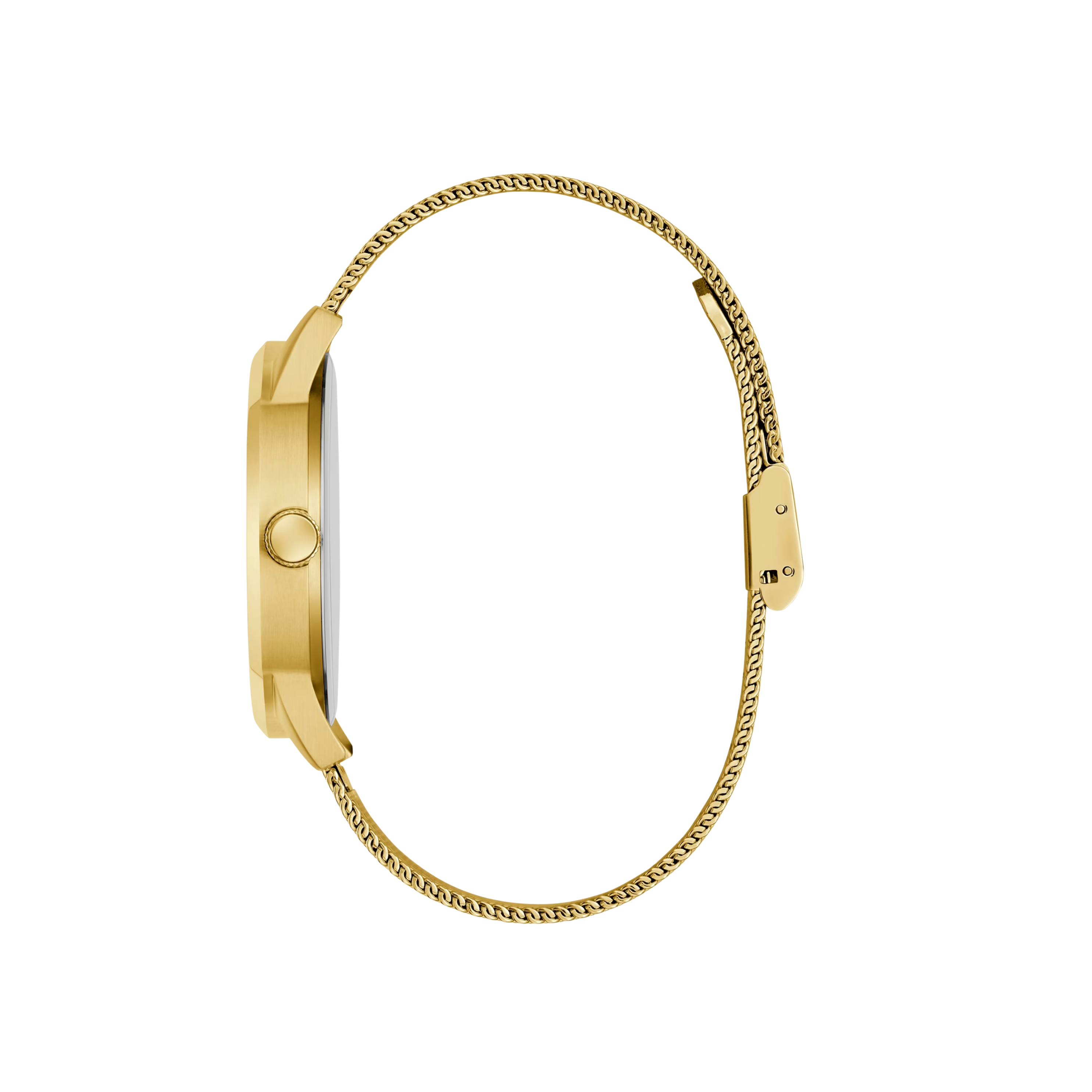 Guess Men Gold-Tone Logo Dial Analog Watch - Gold