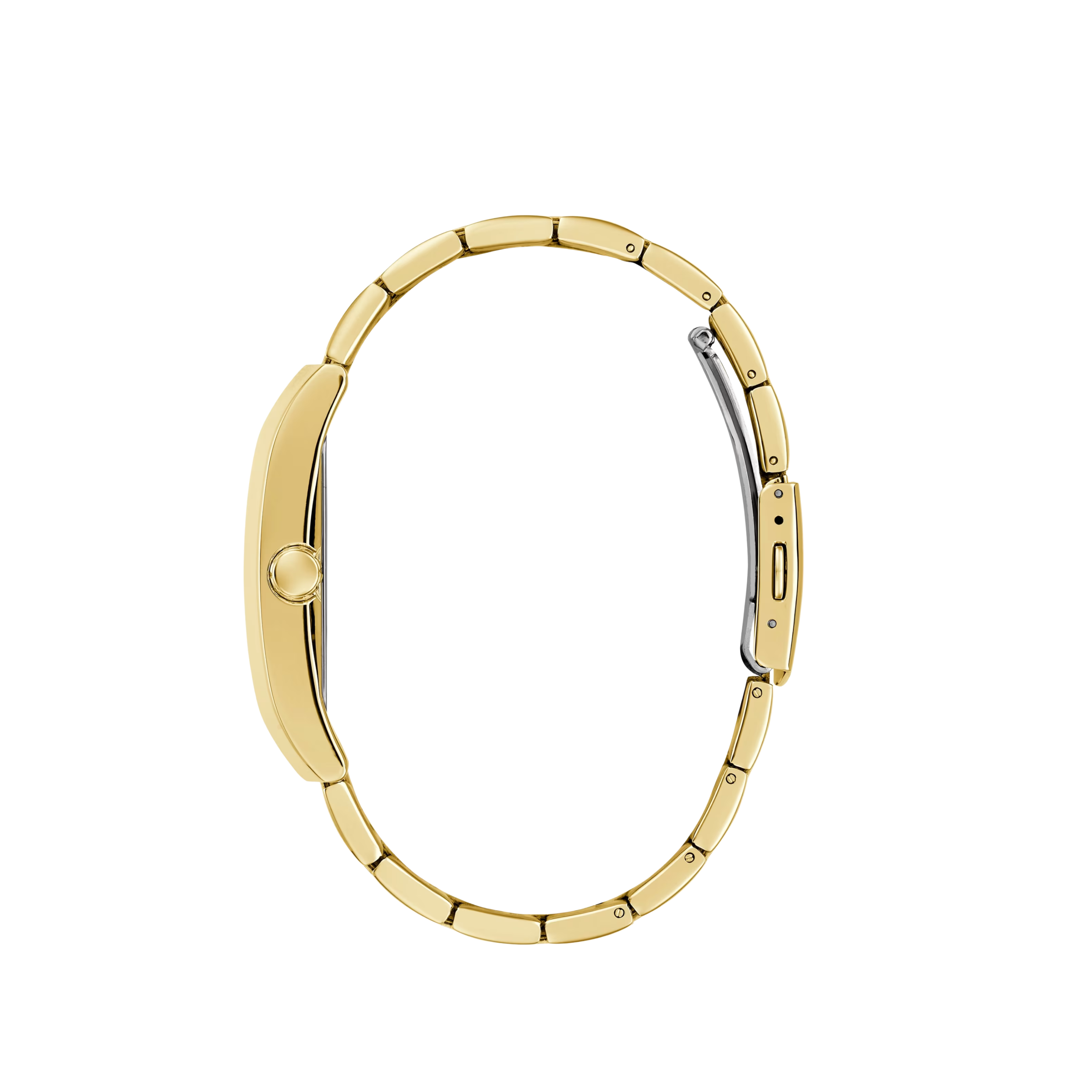 Guess Men Gold-Tone and Black Square Analog Watch - Gold