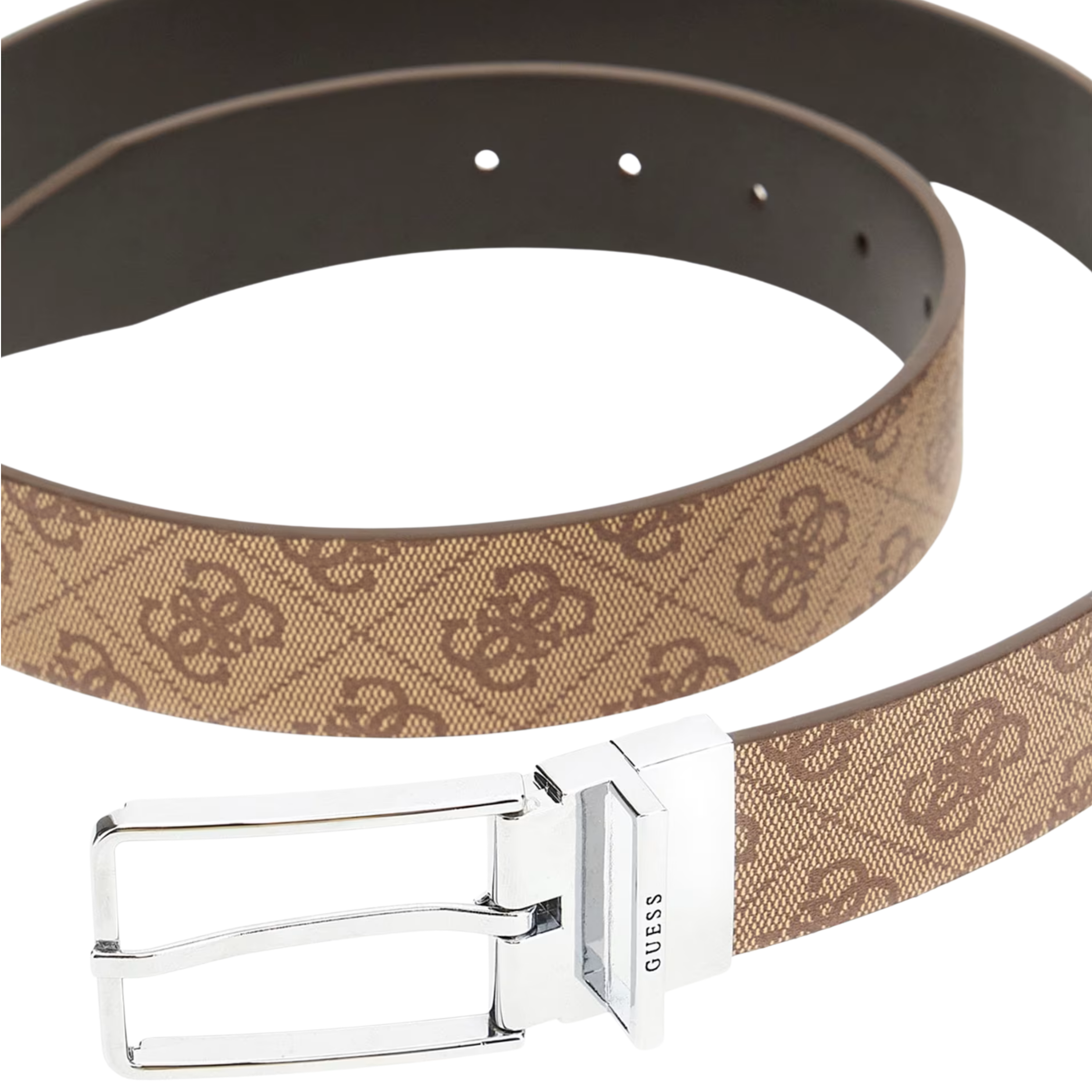 Guess Men Agueda Reversible Belt - Beige Brown Multi