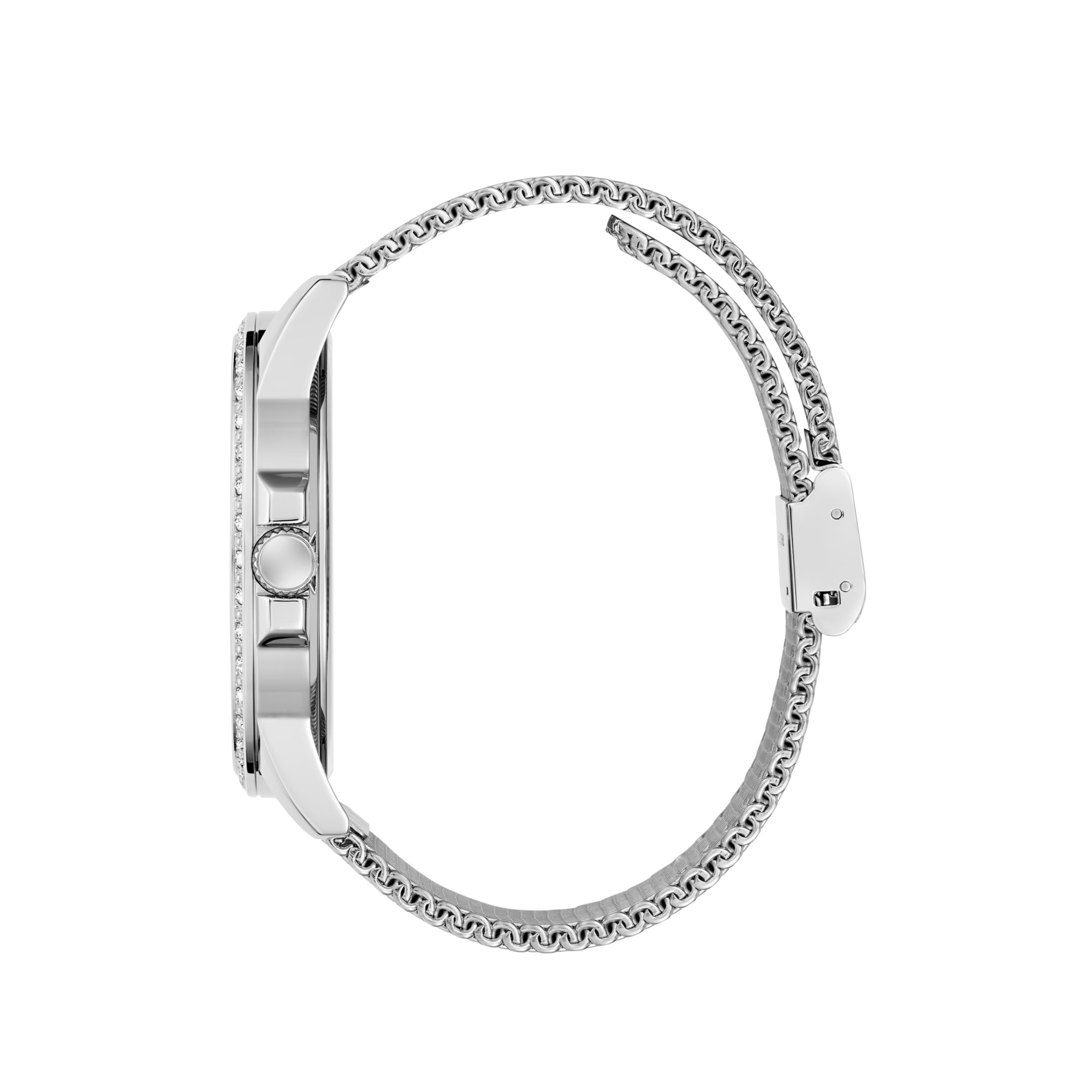 Guess Men Blue and Silver-Tone Analog Mesh Watch - Silver