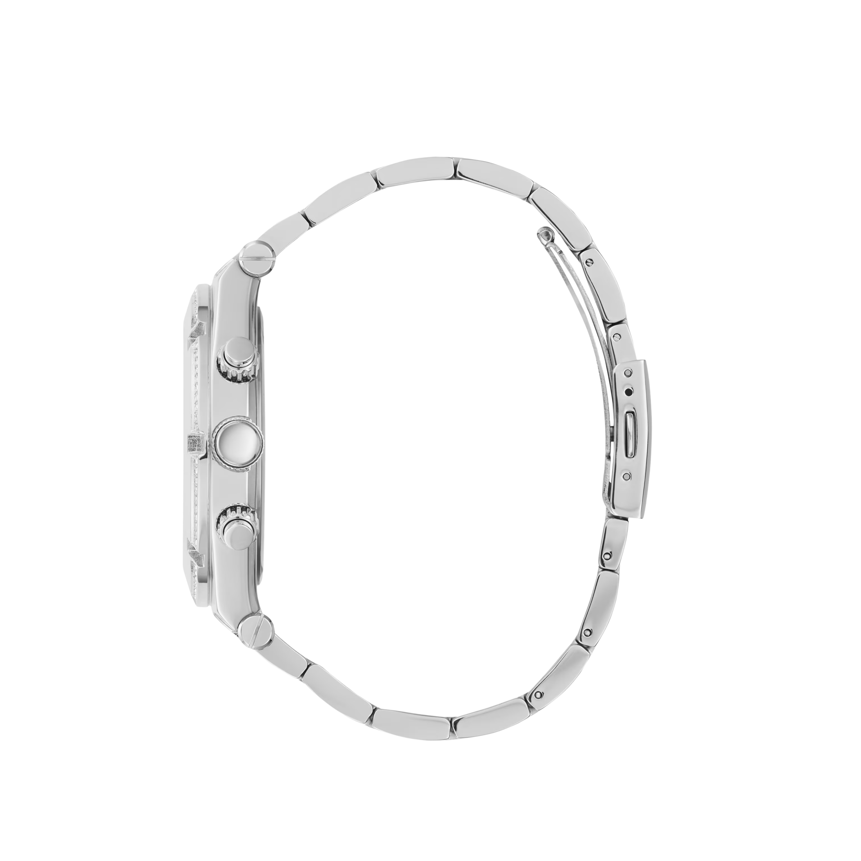 Guess Men Silver-Tone Crystal Multifunction Watch