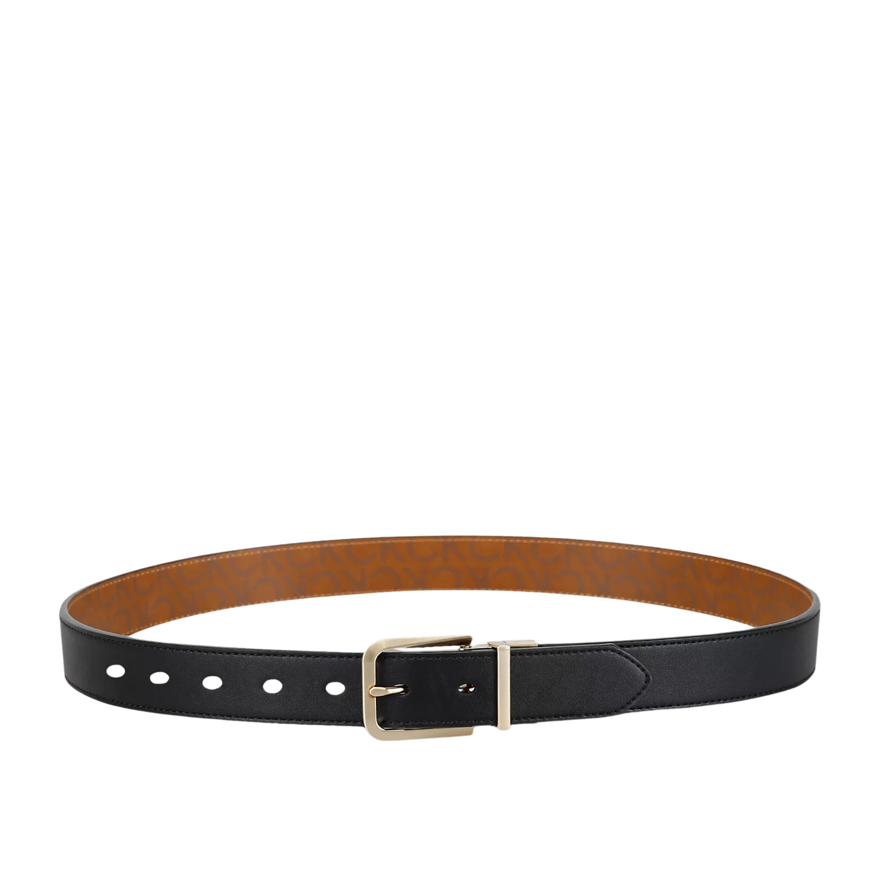 Calvin Klein Women Reversible Monogram Logo Belt - Black Logo