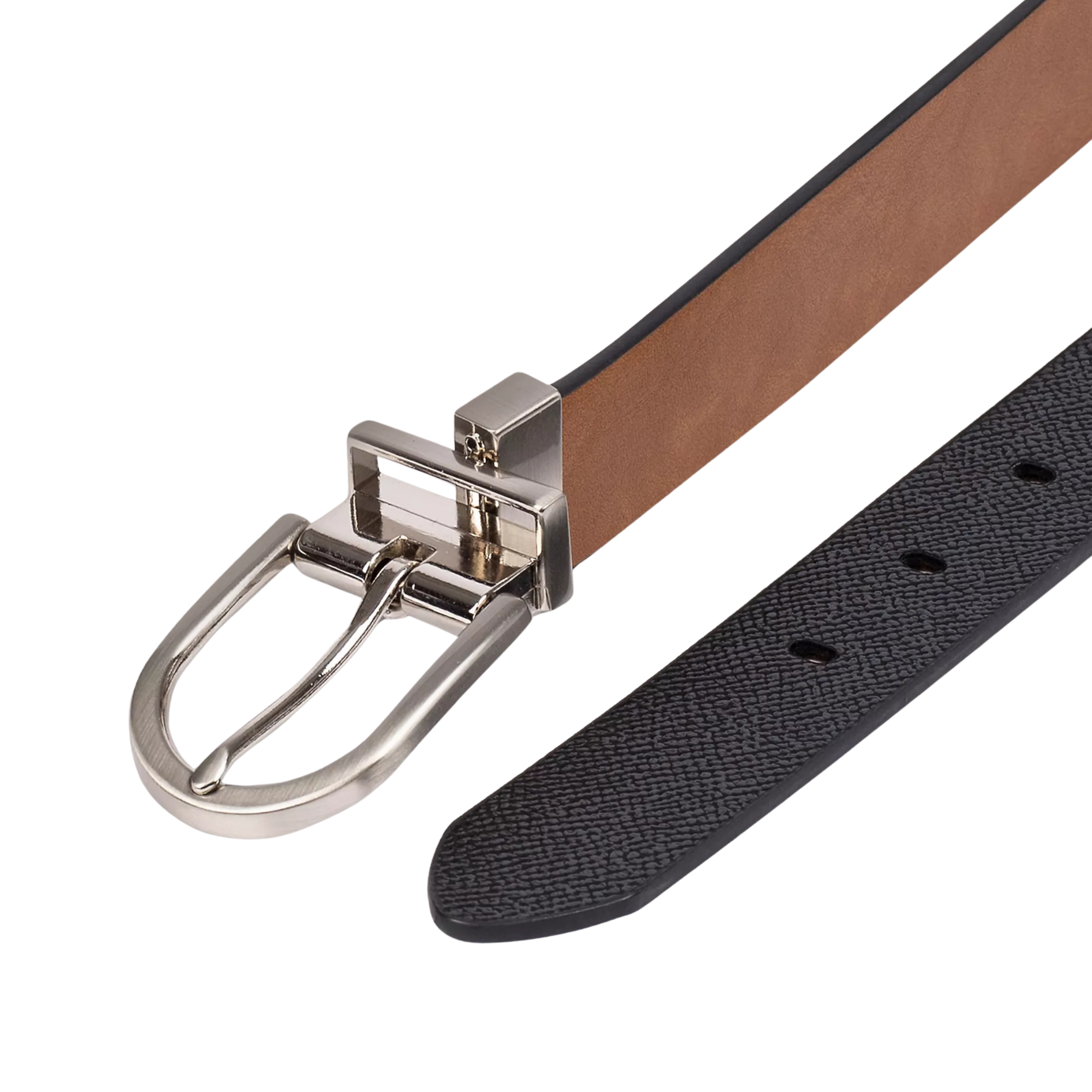 Calvin Klein Women Reversible Round Buckle Belt - Saddle Black